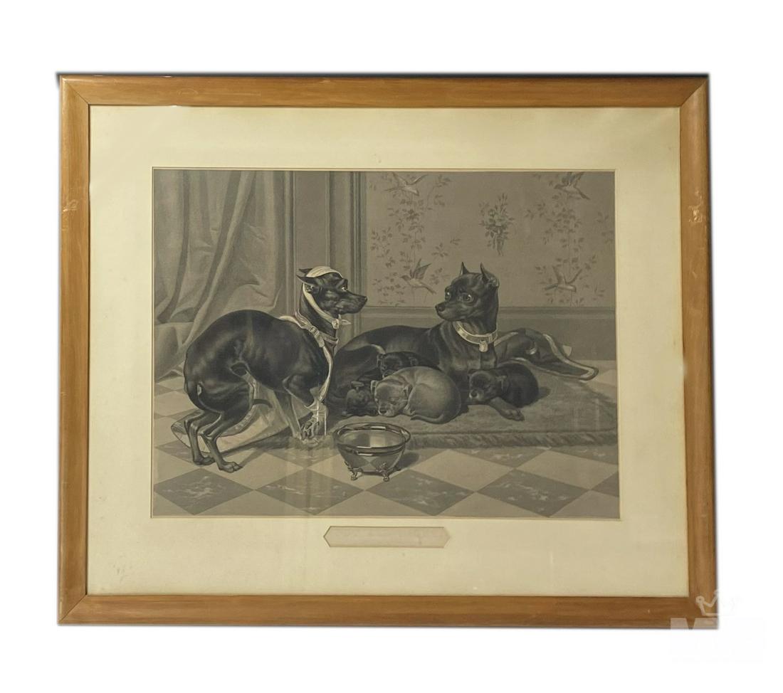 Out All Night Dog Engraving After James H Beard (1 of 3)