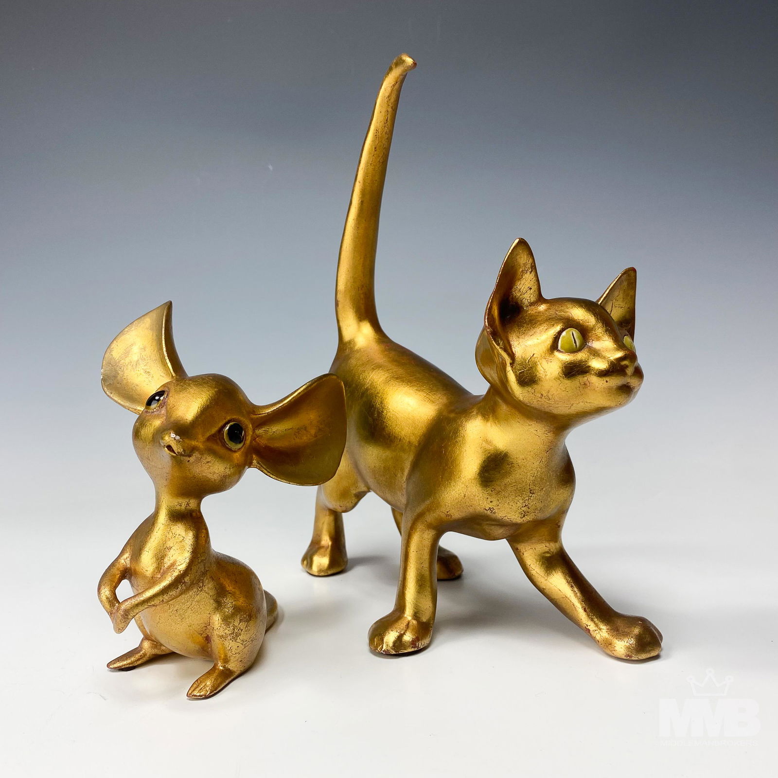 Anthony Mcfarlin Gold Leaf Ceramic Cat & Mouse (1 of 7)