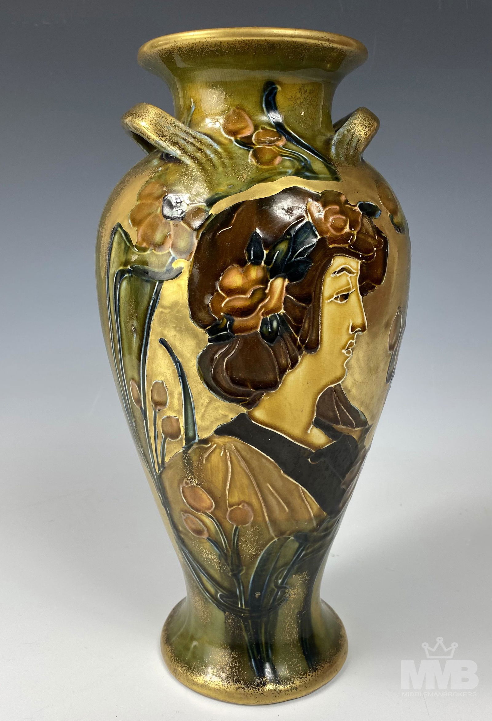 Art Nouveau Mystery Maker Portrait & Floral Vase (1 of 11)