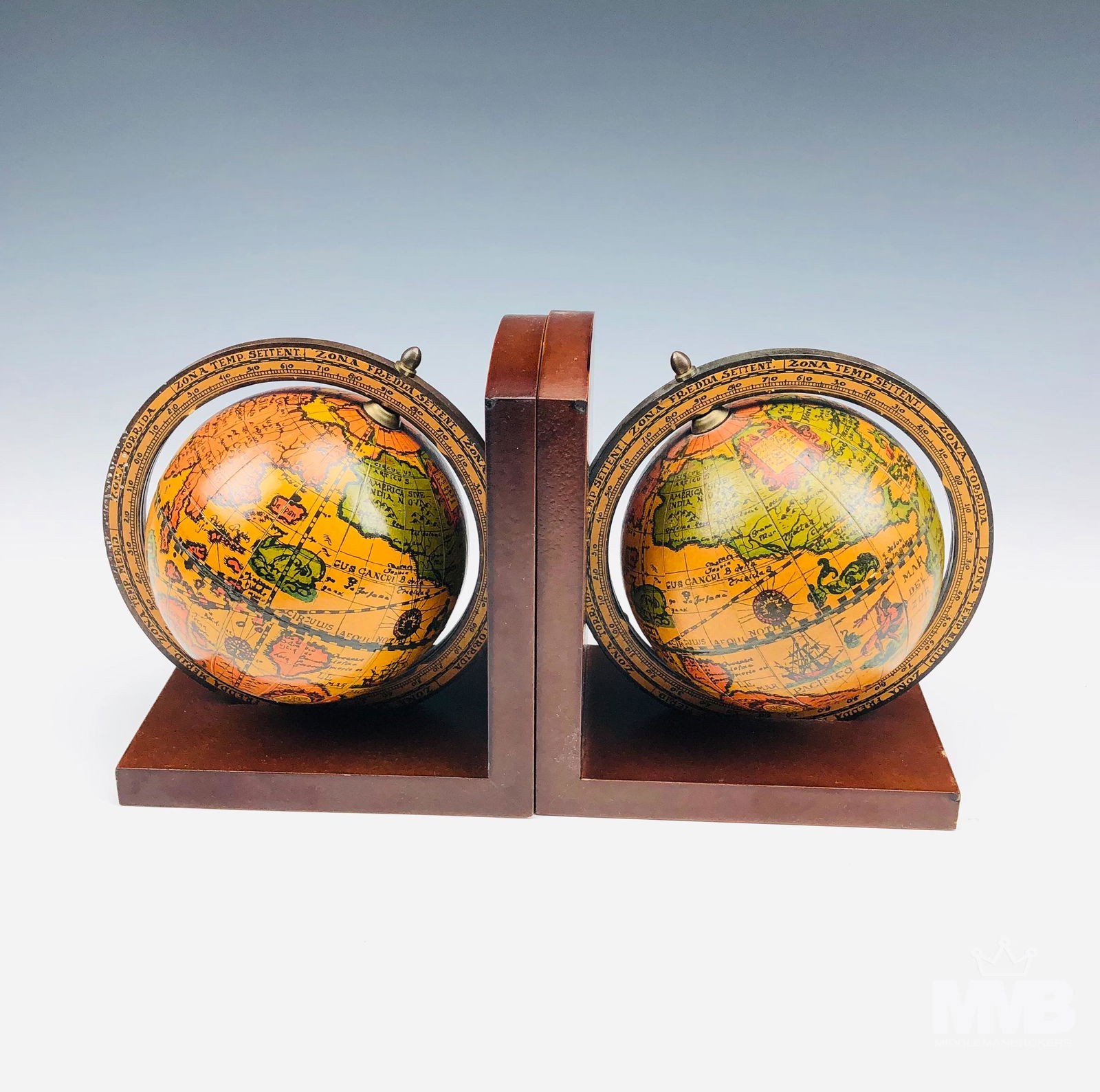 Pr Mid Century Modern Rotating Globe Desk Bookends (1 of 4)