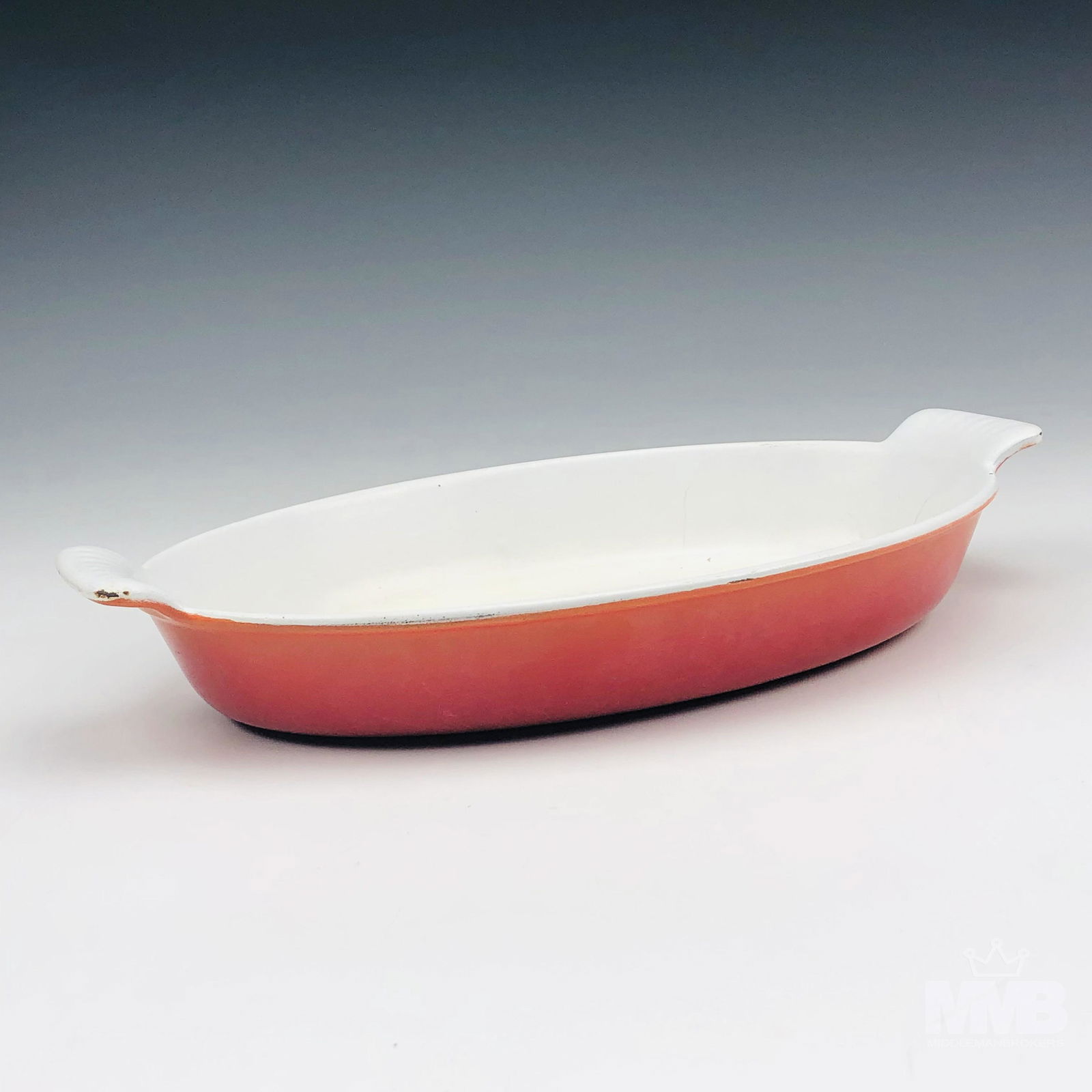 Descoware Enamel Cast Iron Flame Orange Oval Dish (1 of 5)