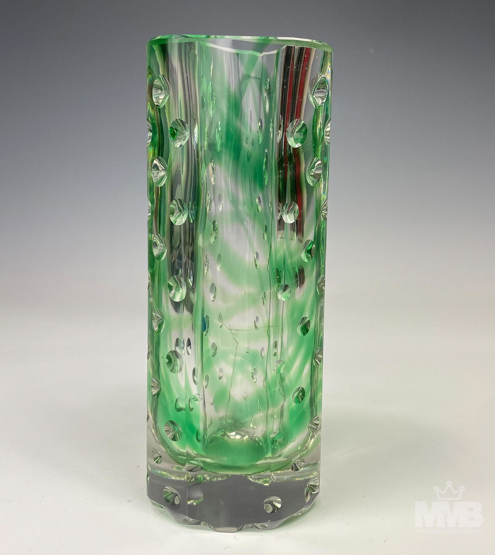 Czech Moser Style Crystal Art Deco Cylinder Vase (1 of 9)