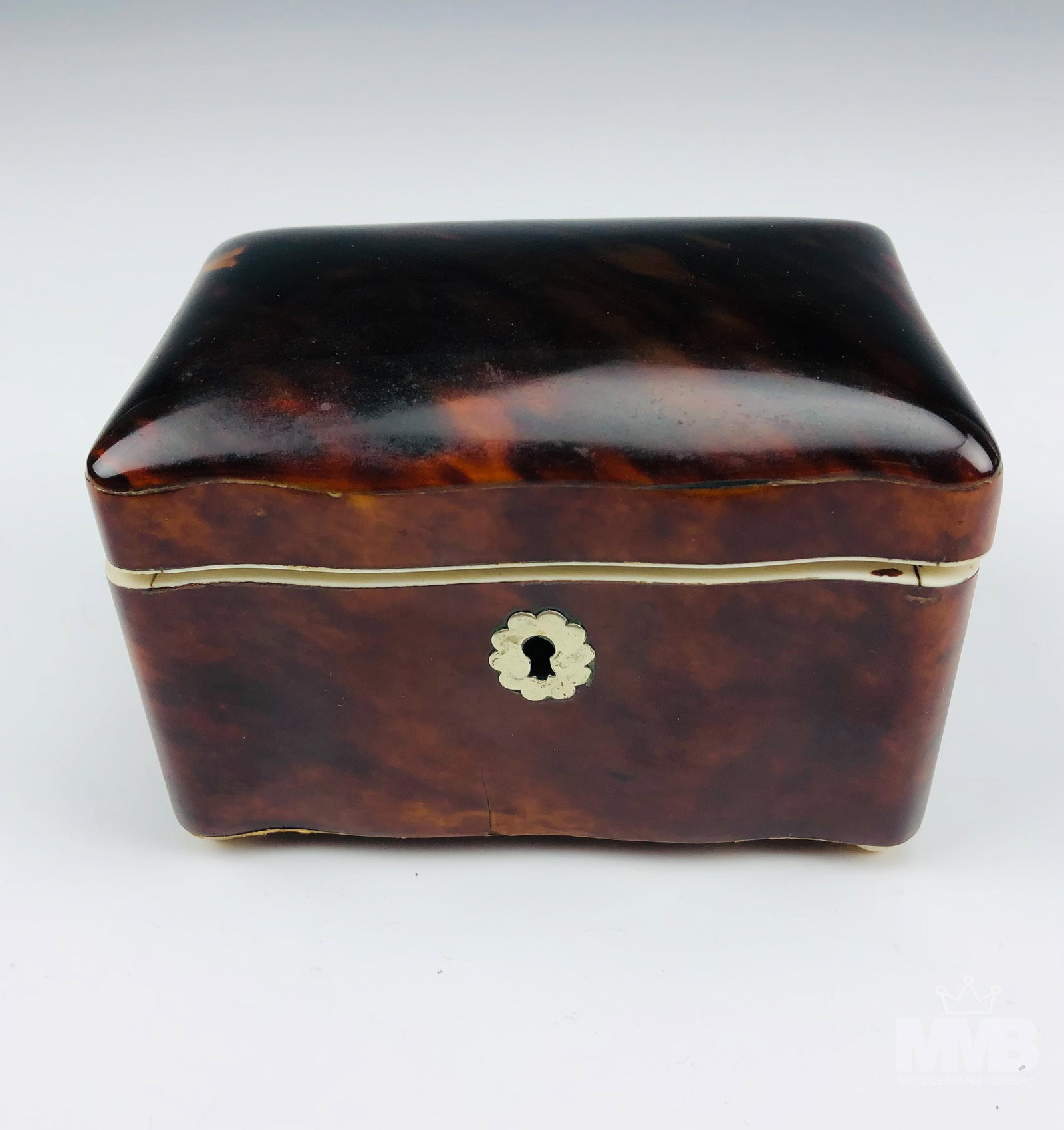 Antique 19C Victorian Tortoise Shell Tea Caddy Box (1 of 5)