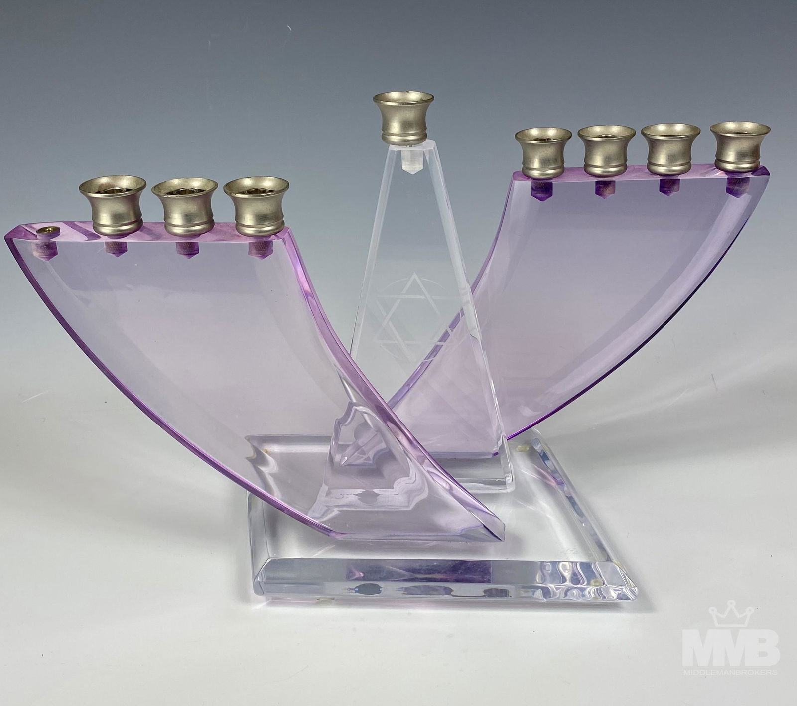 Mid Century Lucite Acrylic Jewish Judaica Menorah (1 of 8)