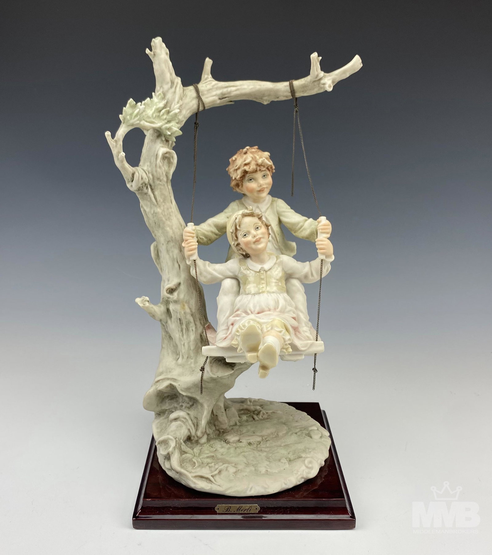 Merli Capodimonte Italy Boy Girl on Swing Figurine (1 of 7)