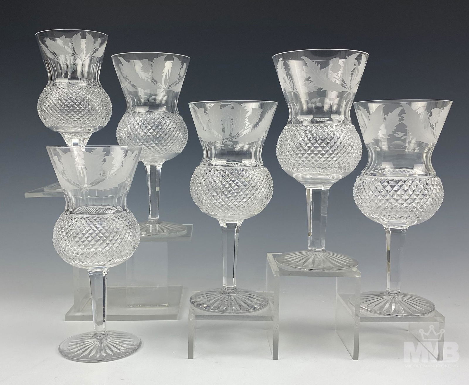 6 Edinburgh Crystal Crystal Thistle Water Goblets (1 of 11)