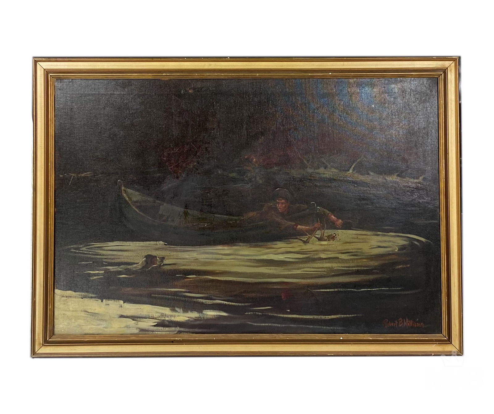 Robert Williams 20th C Hunting Scene Oil Painting (1 of 5)