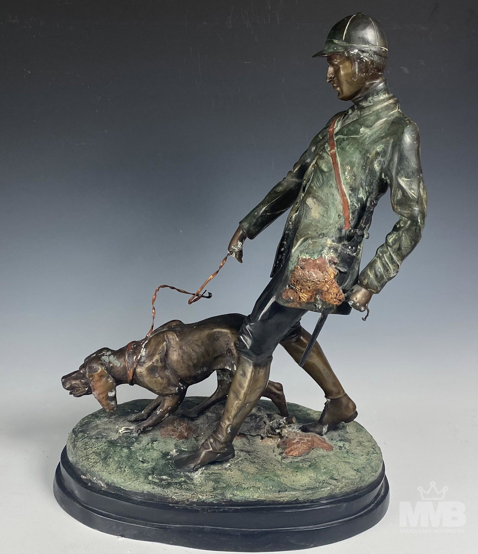 Mystery Artist Hunter Pointer Dog Bronze Sculpture (1 of 7)