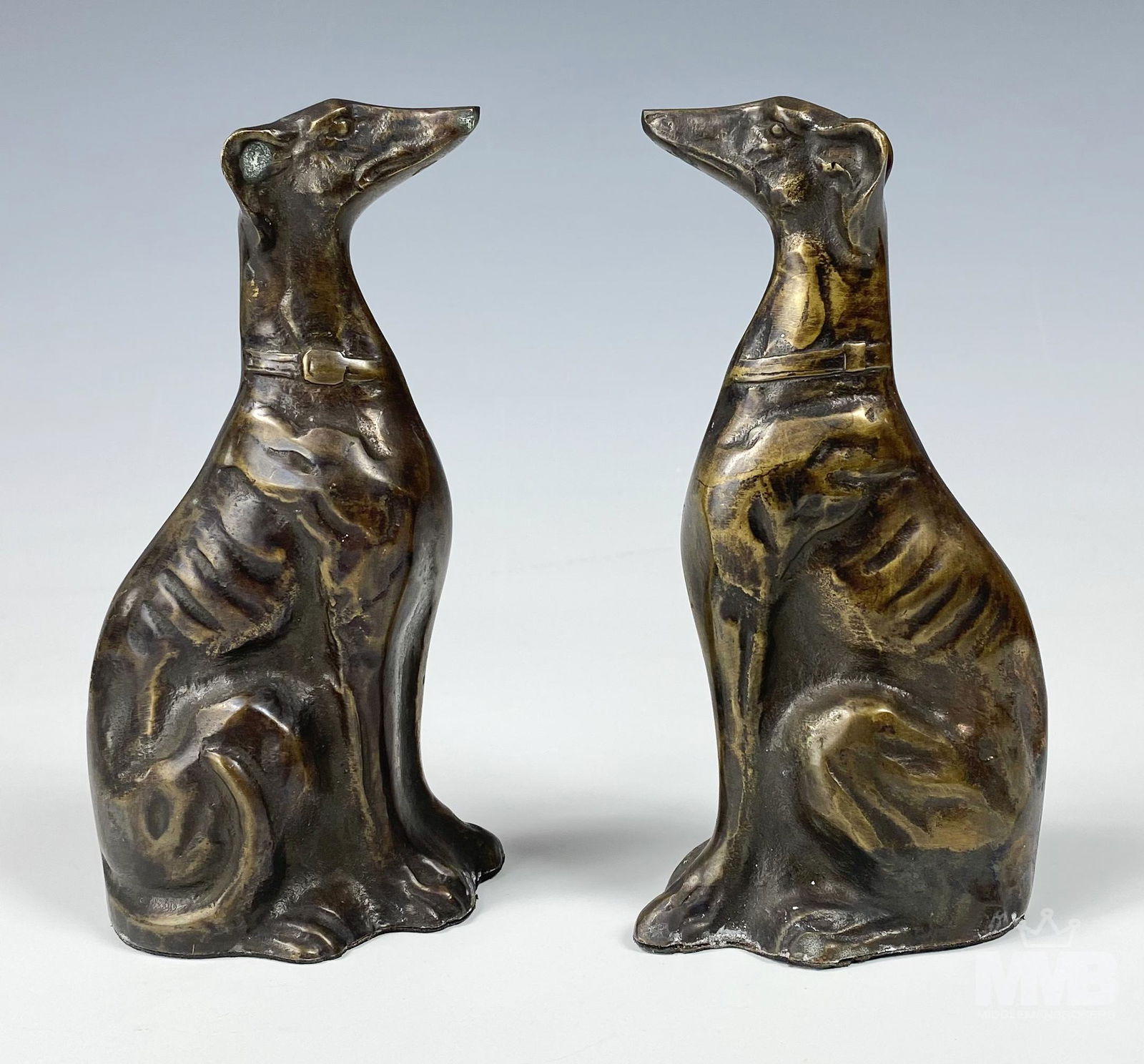 Pr Bronze Greyhound Whippet Art Deco Dog Sculpture (1 of 6)