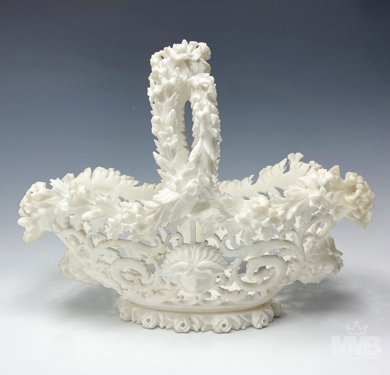 Italian Carved Alabaster Medusa Head Brides Basket (1 of 7)