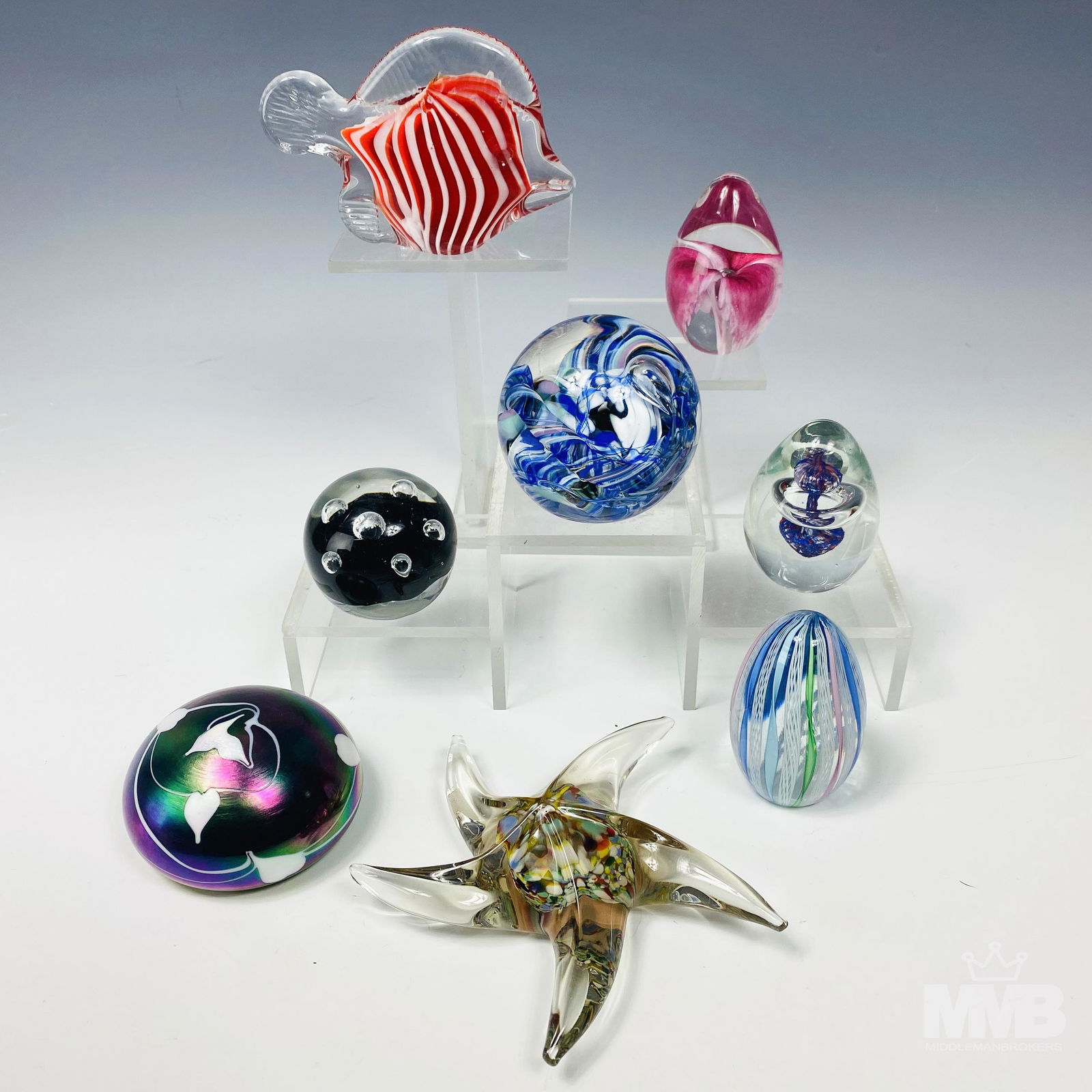 8 Studio Blown Art Glass Library Desk Paperweights (1 of 6)