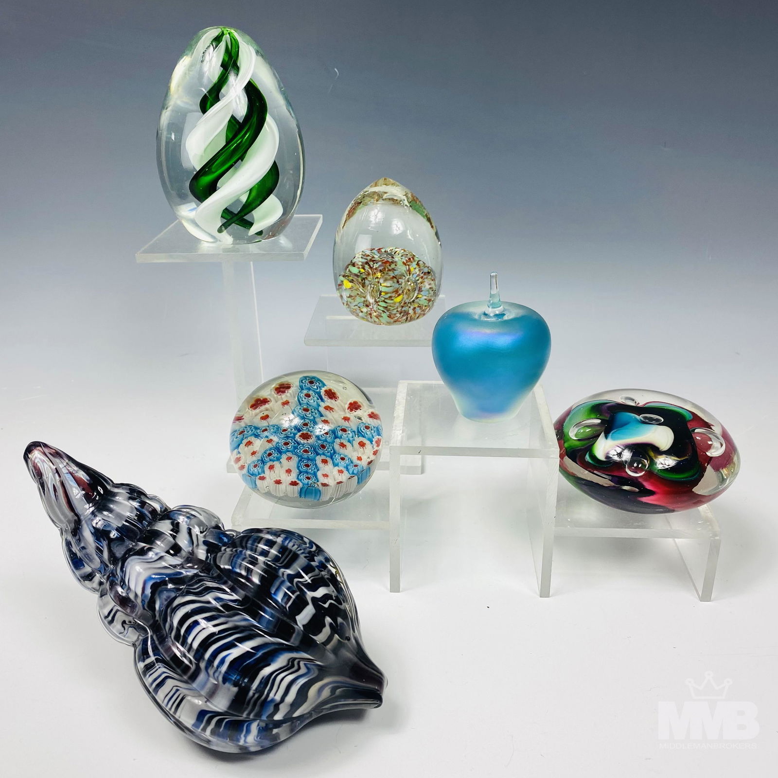 6 Studio Blown Art Glass Library Desk Paperweights (1 of 7)