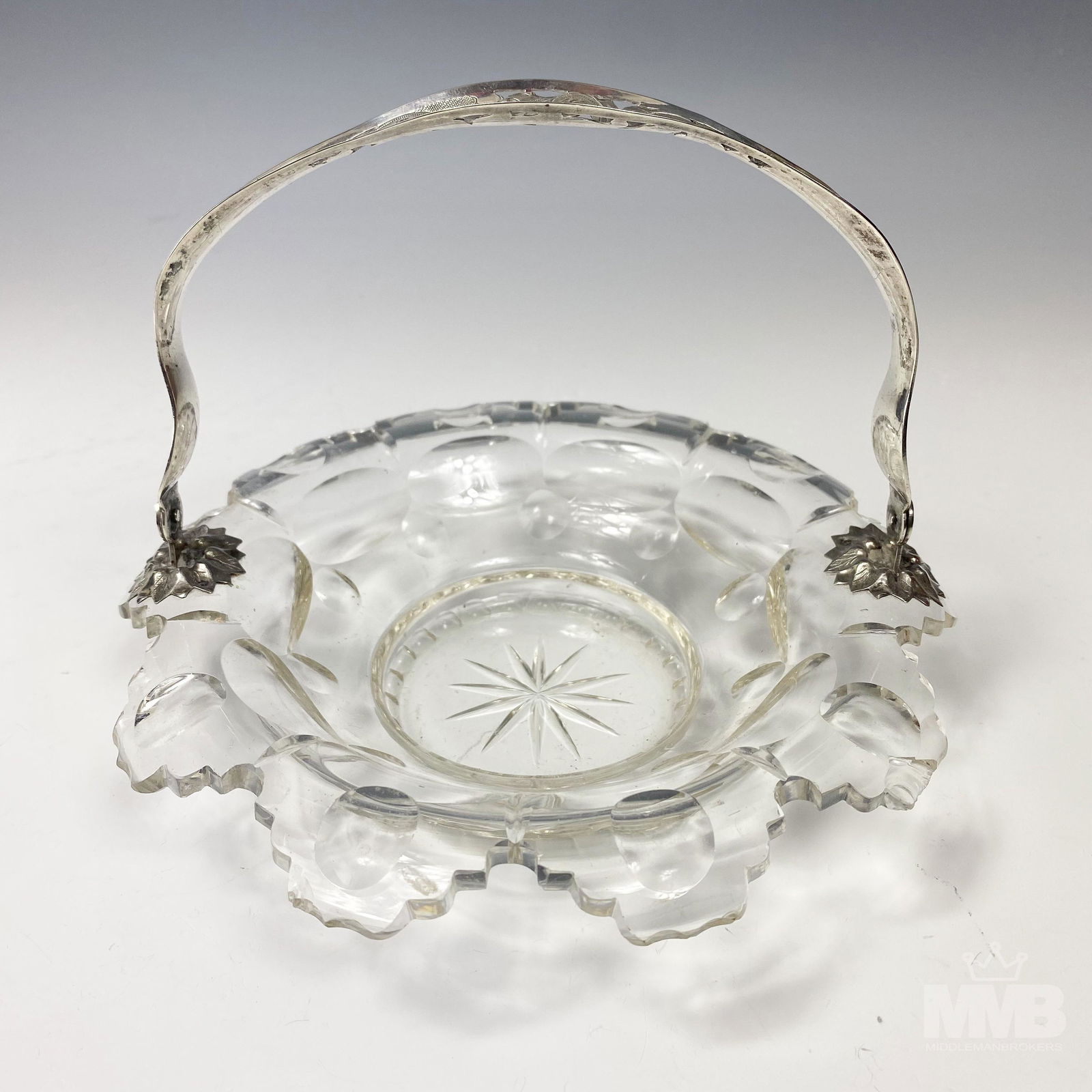 Dutch 833 Silver & Cut Glass Candy Nut Dish Basket (1 of 7)
