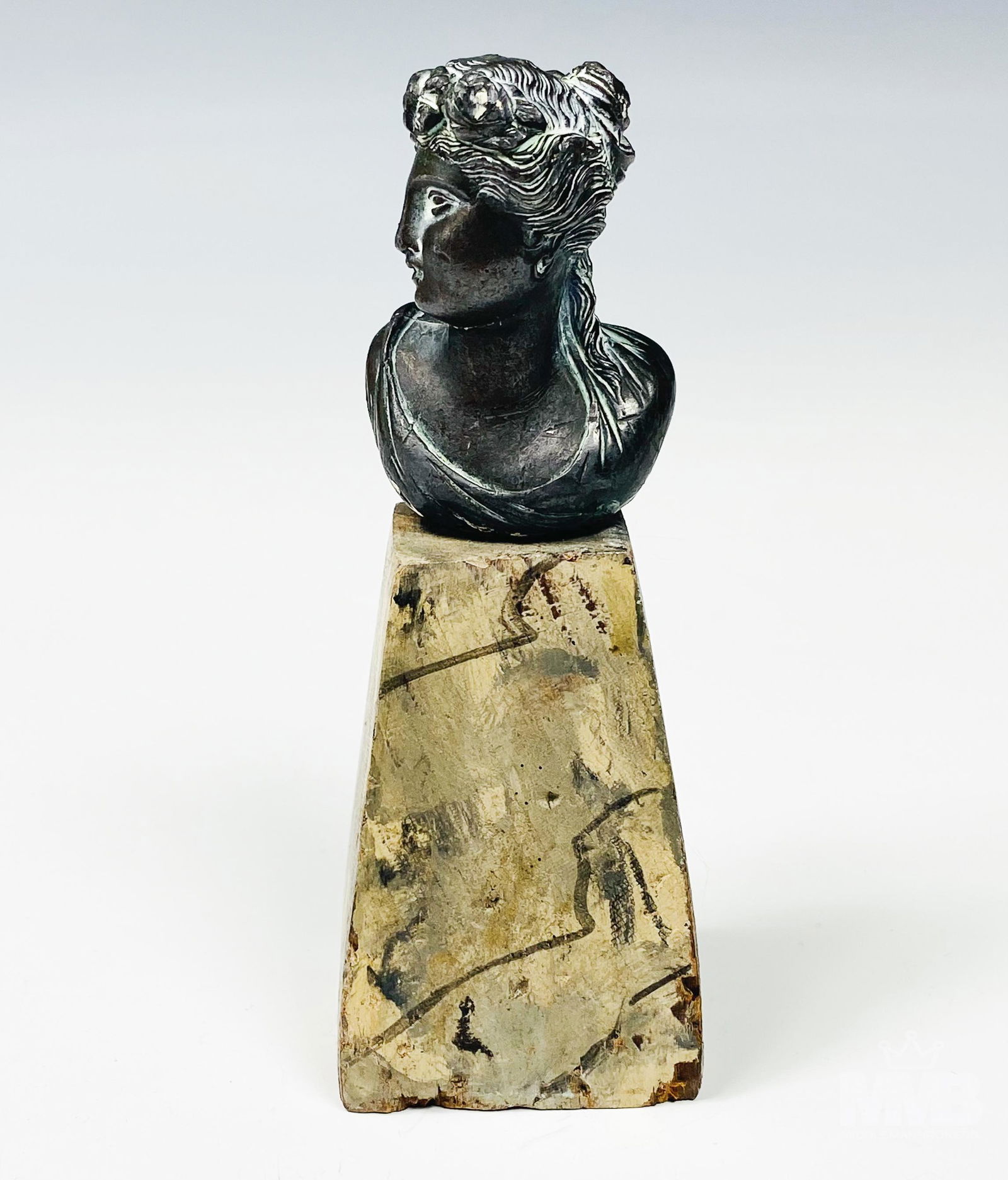 Neoclassical Miniature Cast Metal Bust Sculpture (1 of 5)