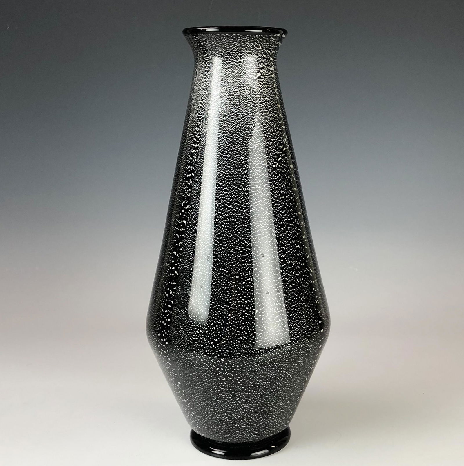 Murano Italian Cased Silver Fleck Black Glass Vase (1 of 5)