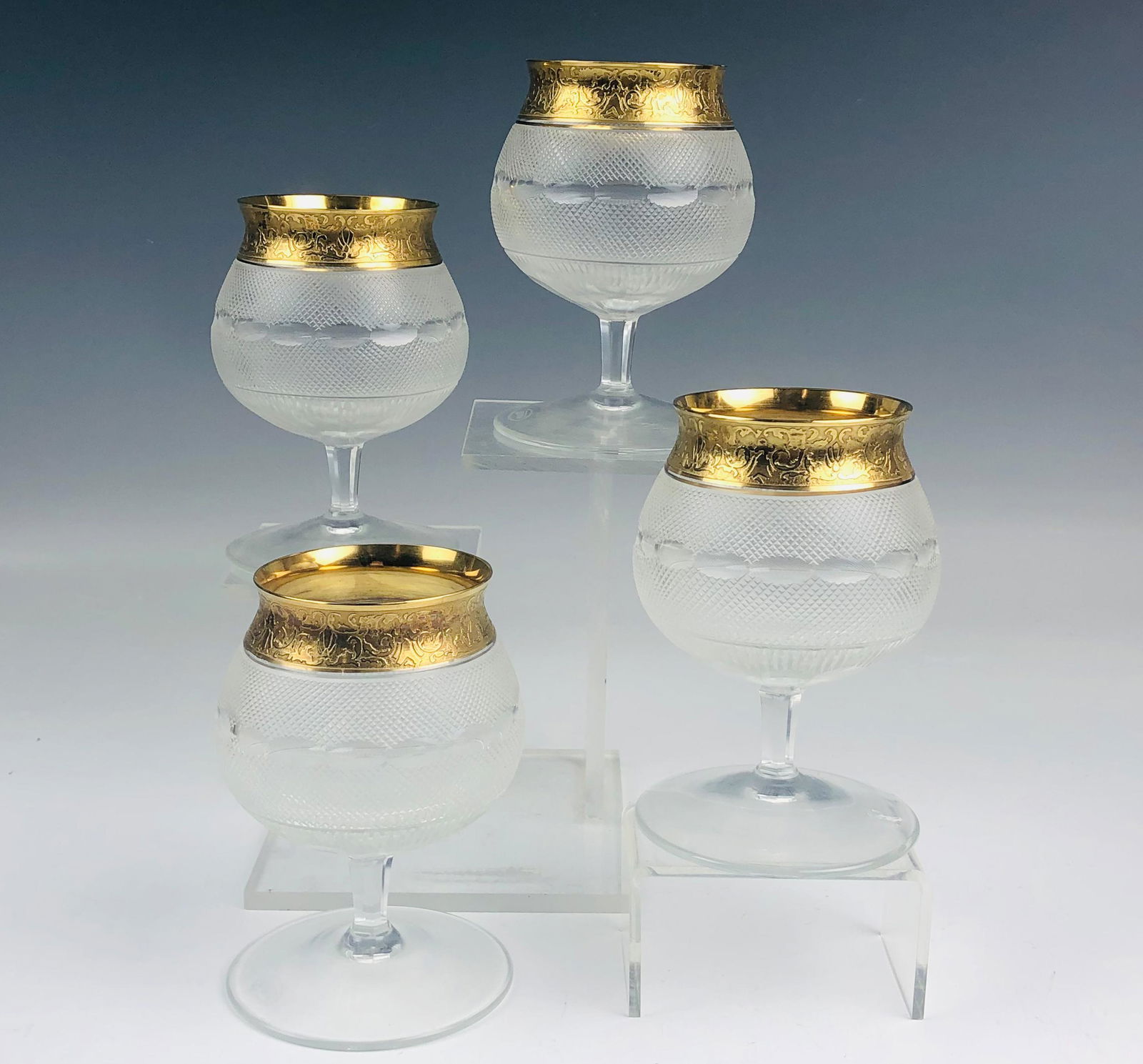 Set 4 Moser Splendid Crystal Gold Encrusted Goblet (1 of 5)