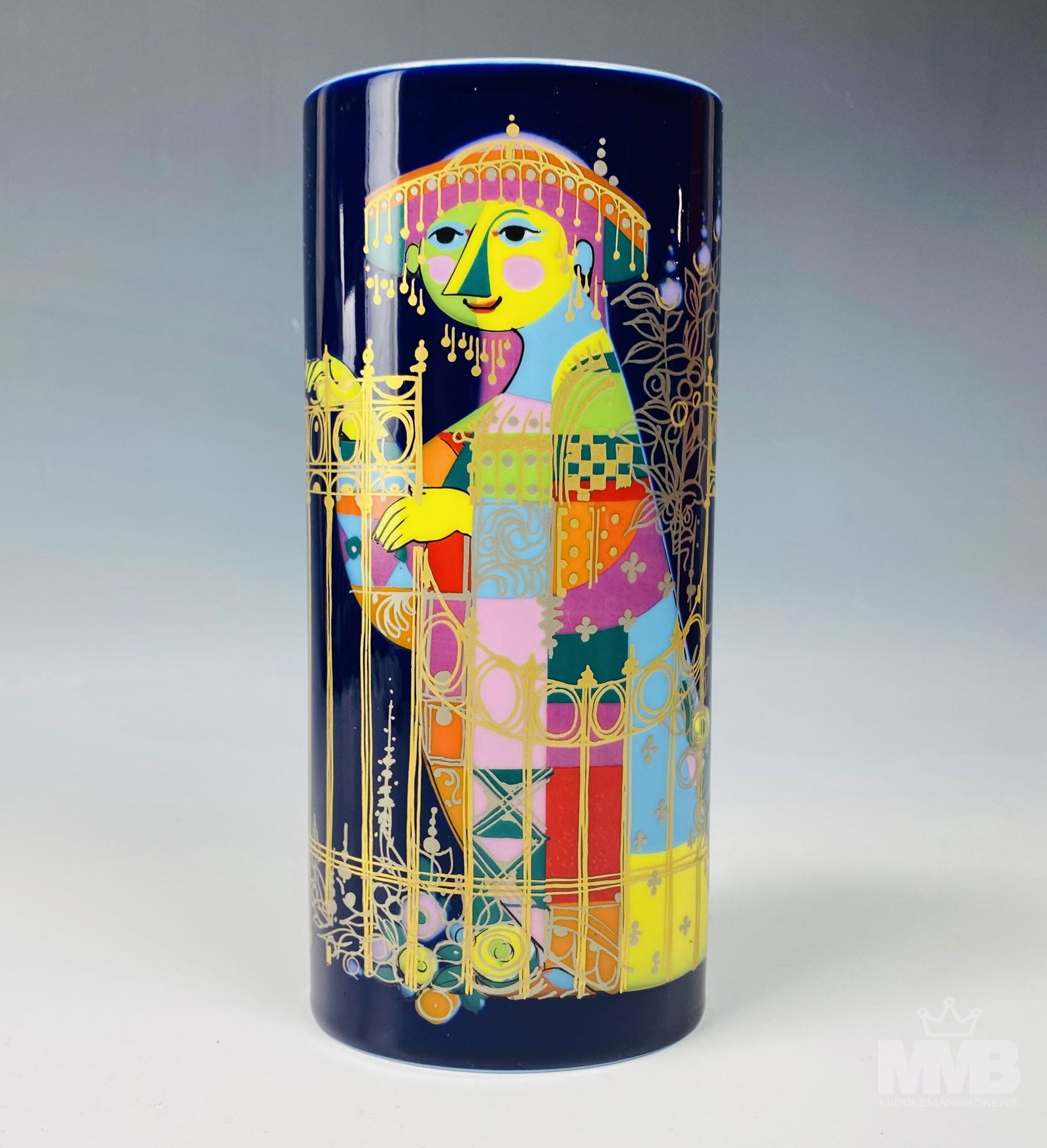 Bjorn Wiinblad Rosenthal Cobalt Blue Floral Vase (1 of 6)