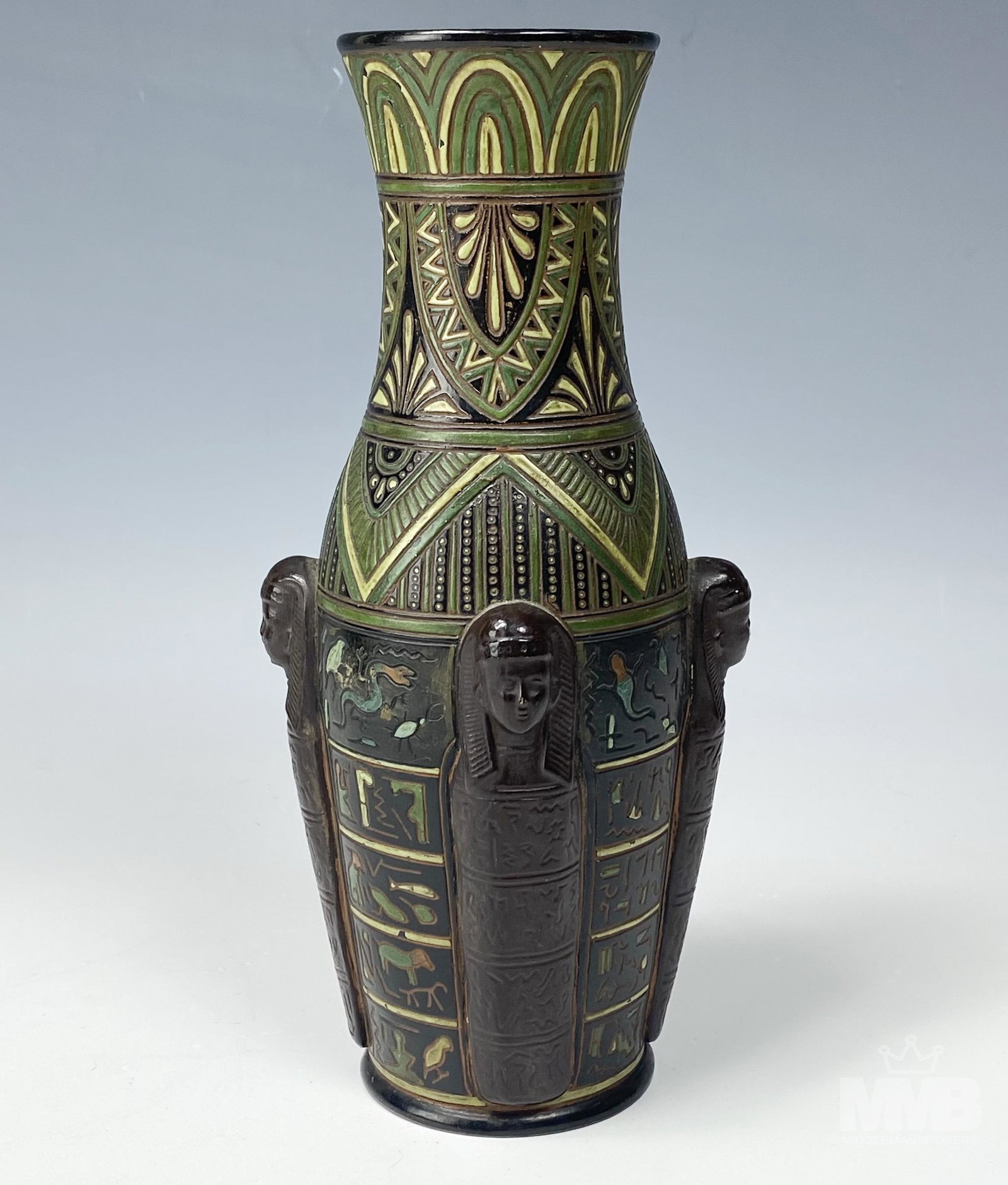 Egyptian Revival Pharaoh King Ceramic Pottery Vase (1 of 5)