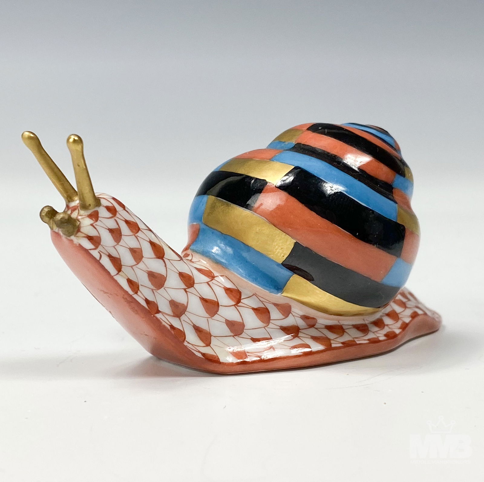 Herend Rust Red Fishnet Snail Porcelain Figurine (1 of 6)