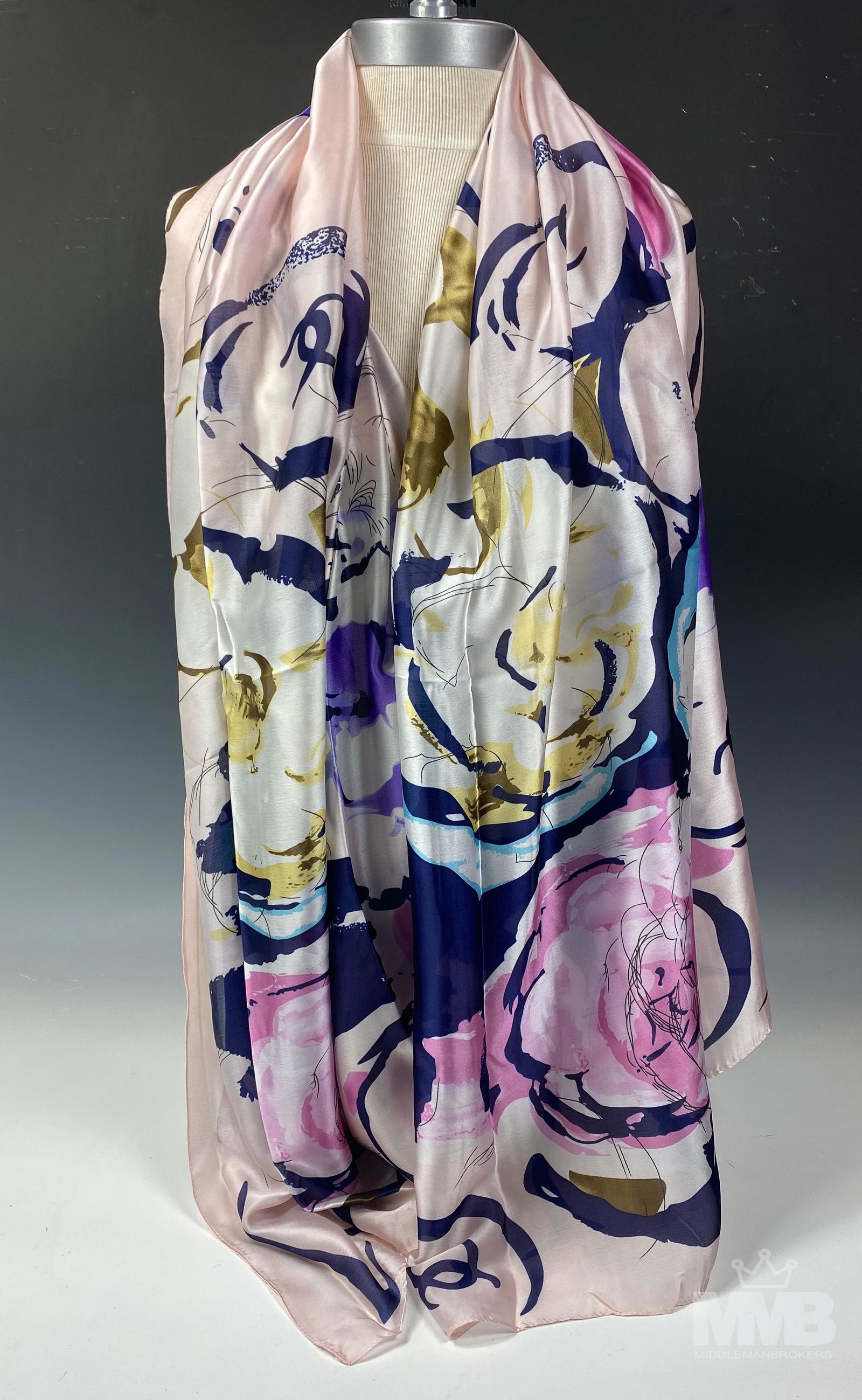 Designer Style Replica Monogram Silk Wrap Scarf (1 of 6)