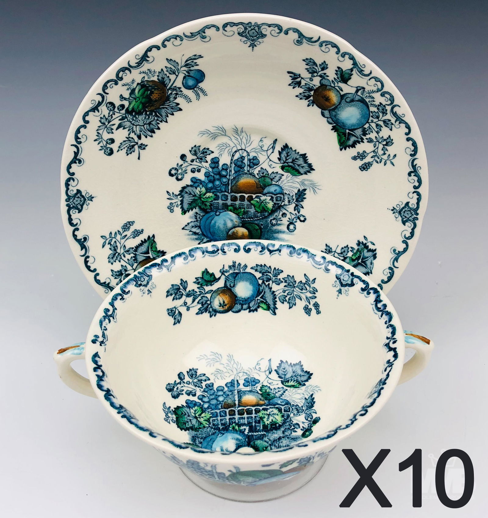 Mason England Fruit Basket Cream Soup Bowl Set 10 (1 of 5)