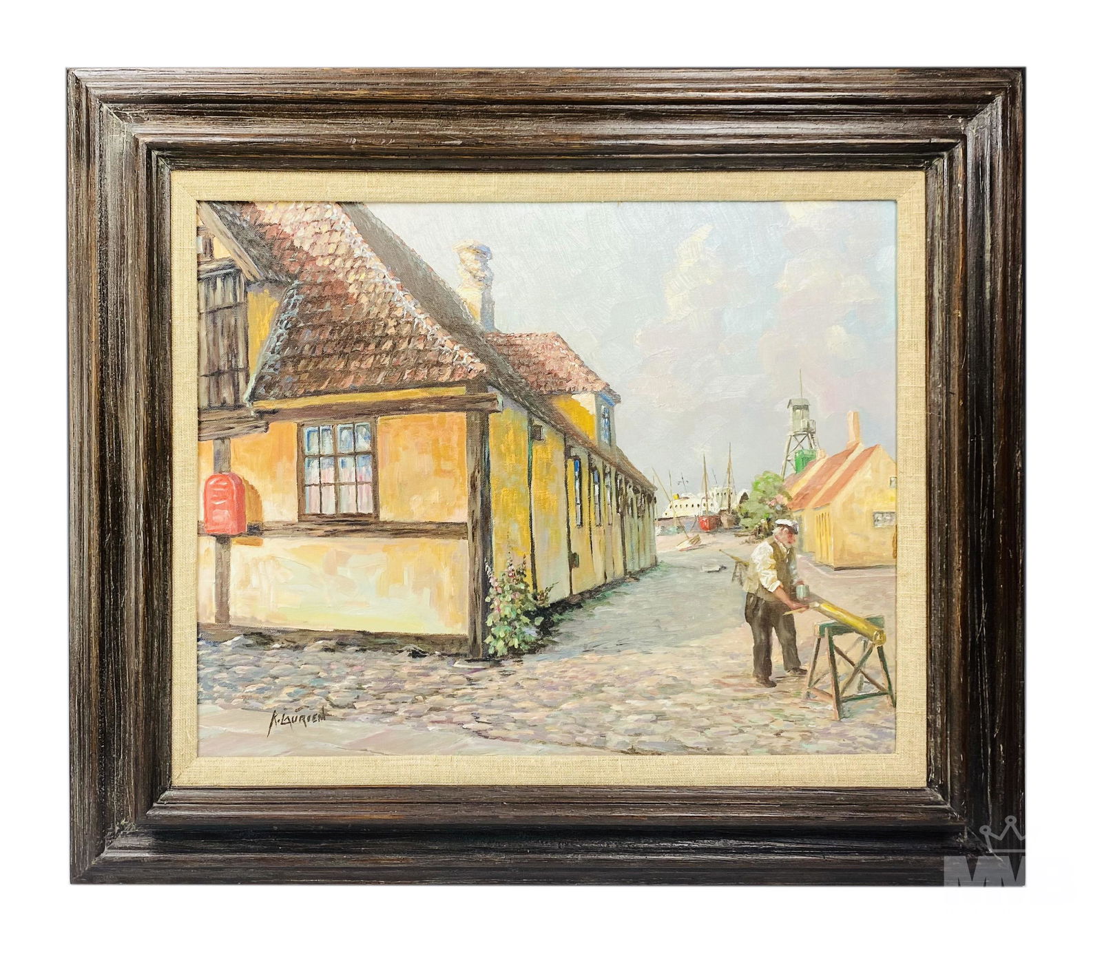 Laursen 20C Danish Cityscape Oil Art Painting (1 of 5)