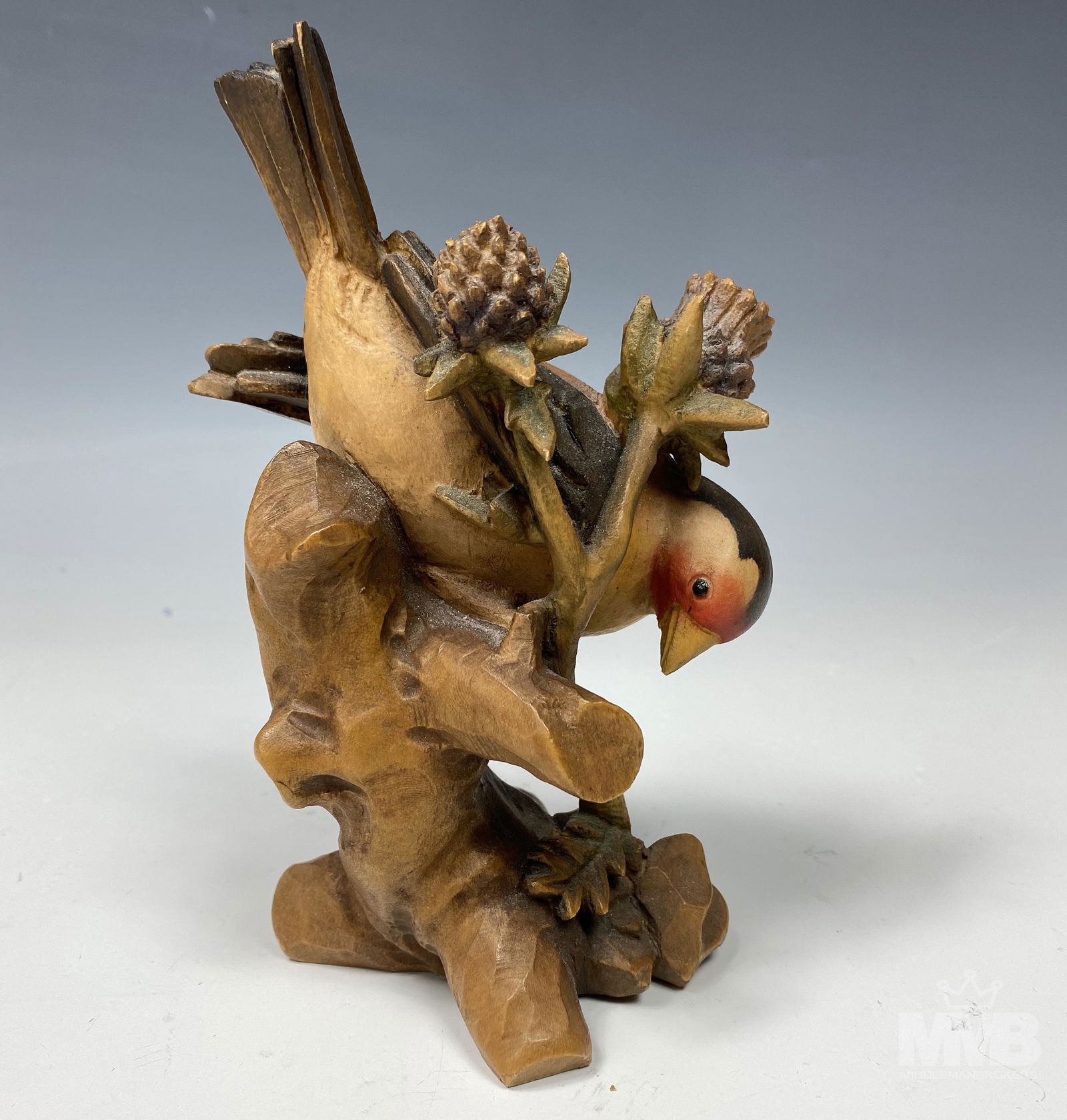 Black Forest Carved Wood Perched Bird Sculpture (1 of 5)