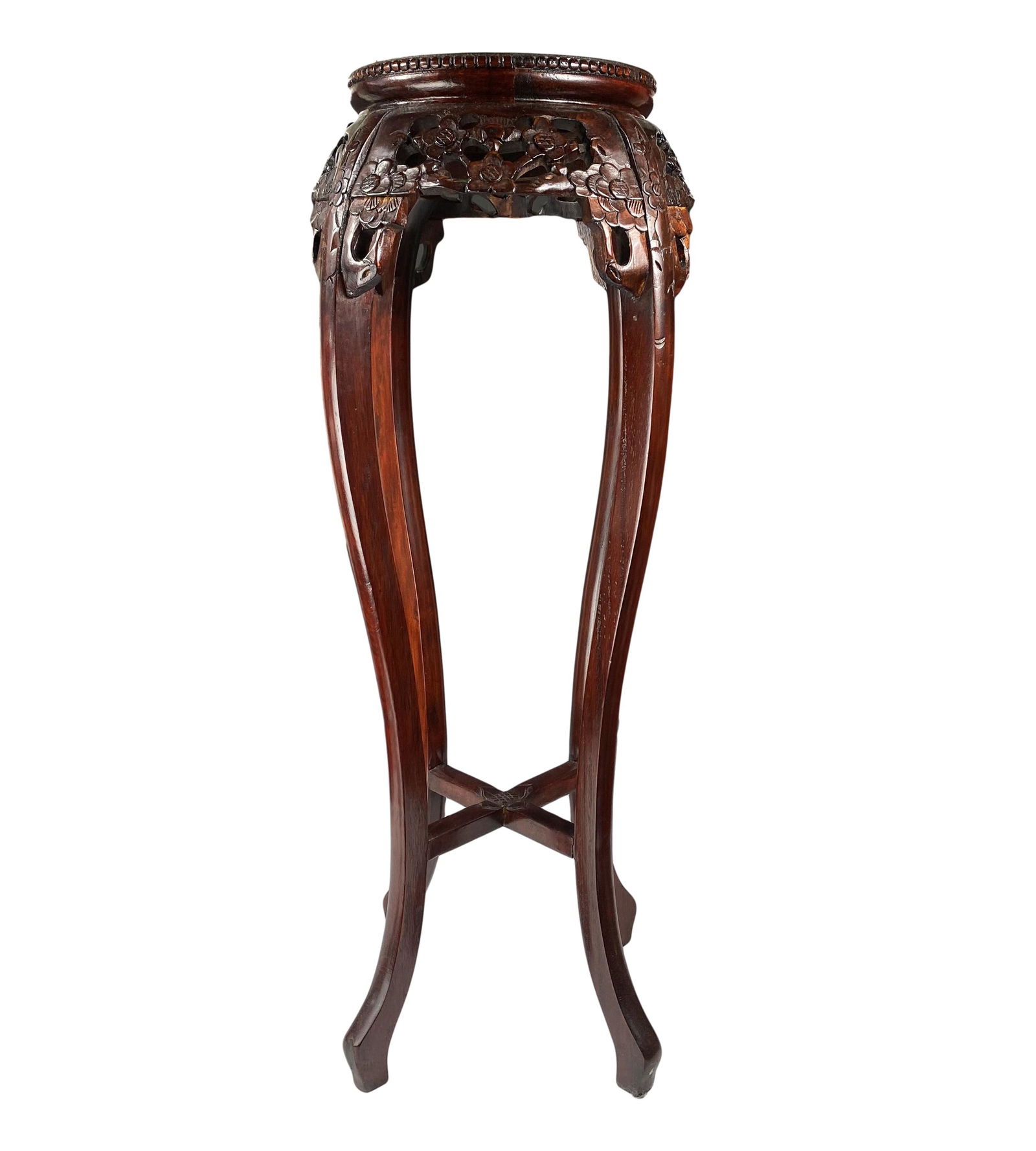Chinese Export Carved Hardwood Marble Table Stand (1 of 4)