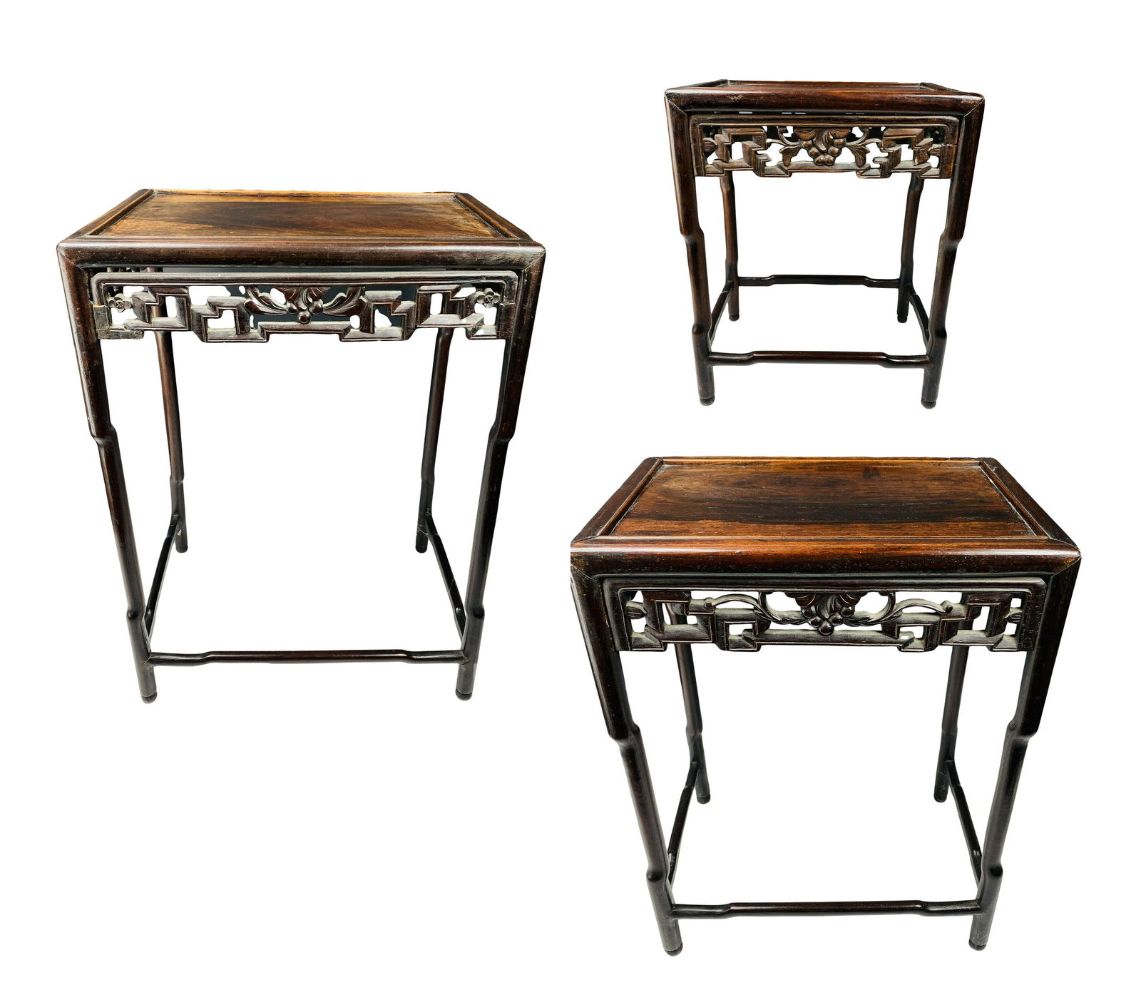 Set of 3 Chinese Carved Wood Nesting Tables (1 of 7)