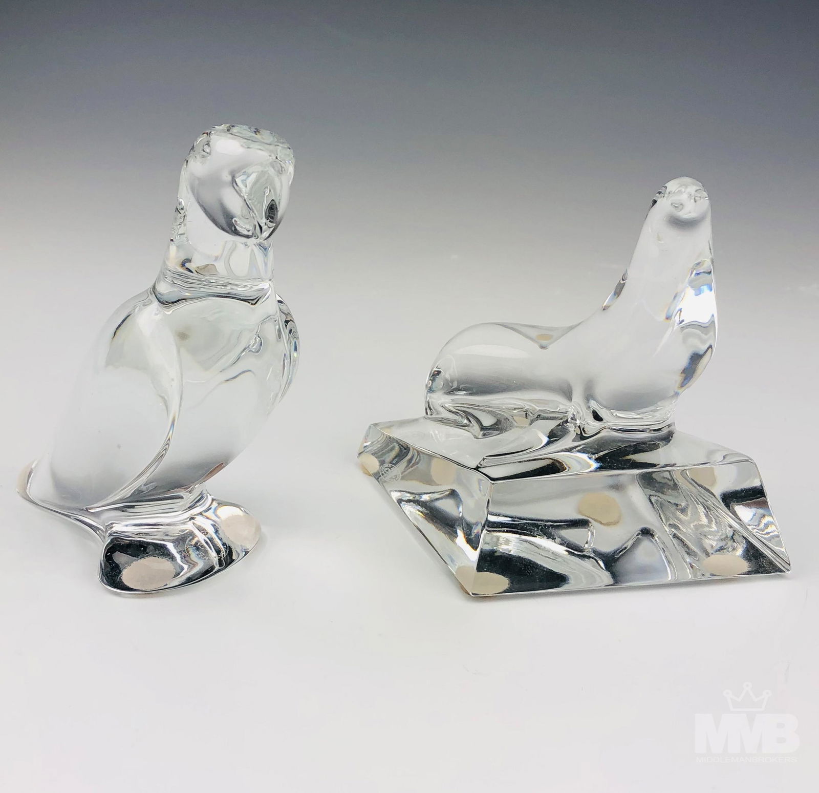 Baccarat French Crystal Parrot & Seal Figurines (1 of 4)