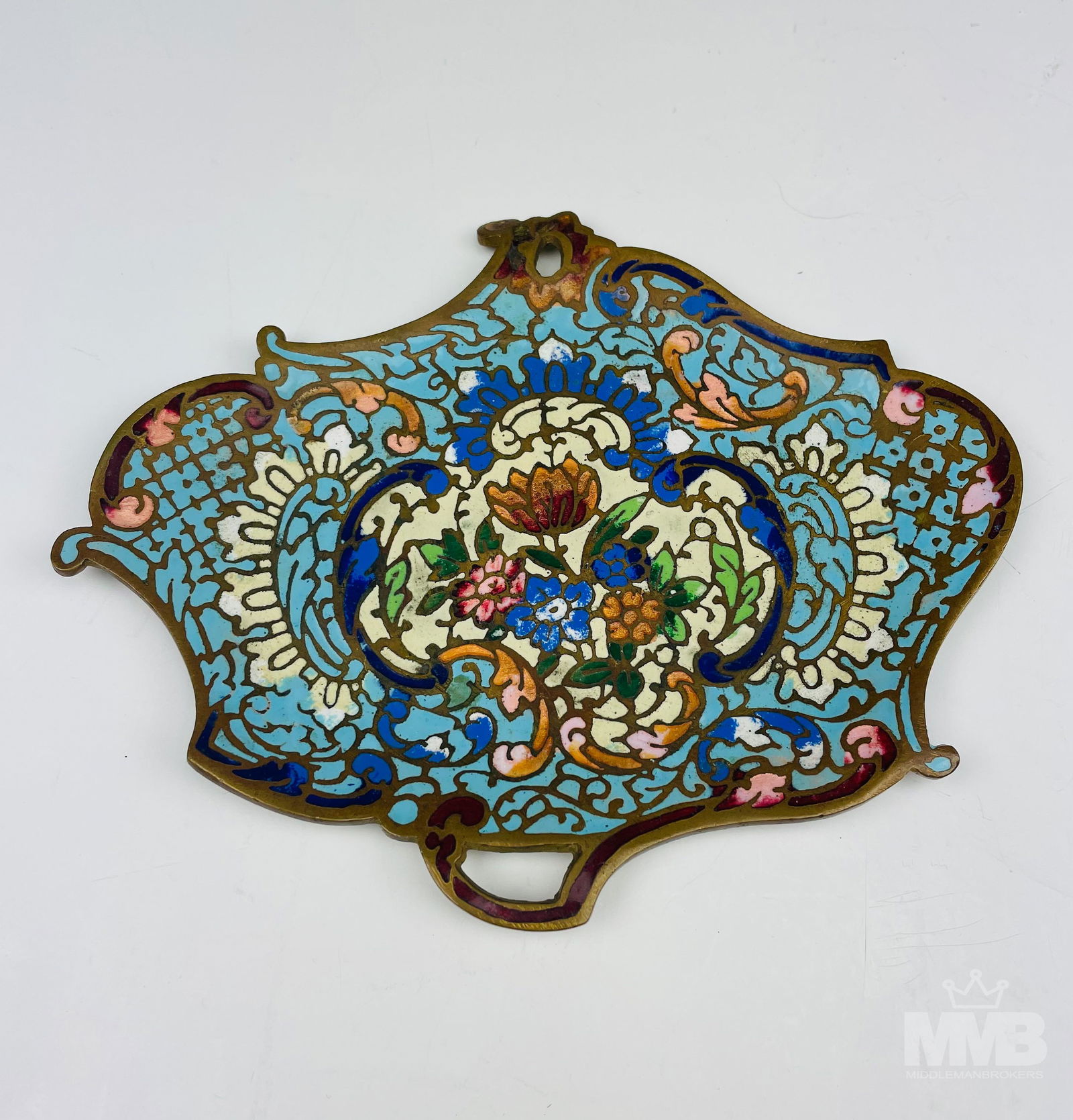 Antique French Bronze Enamel Champleve Ring Tray (1 of 4)
