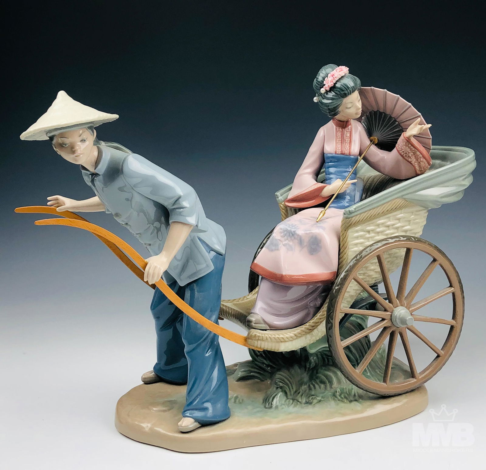 Lladro A Rickshaw Ride # 1383 Porcelain Figurine (1 of 7)