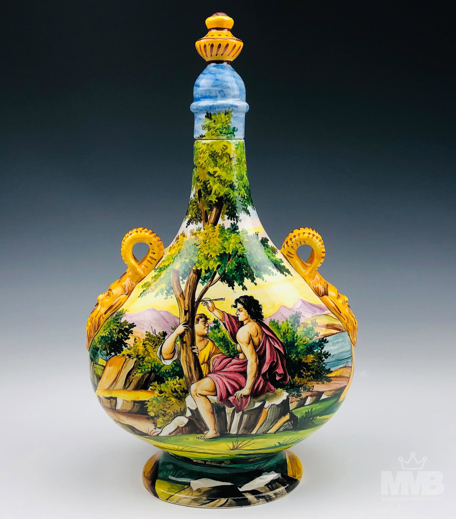 Italian Ceramic Figural Landscape Barware Decanter (1 of 6)