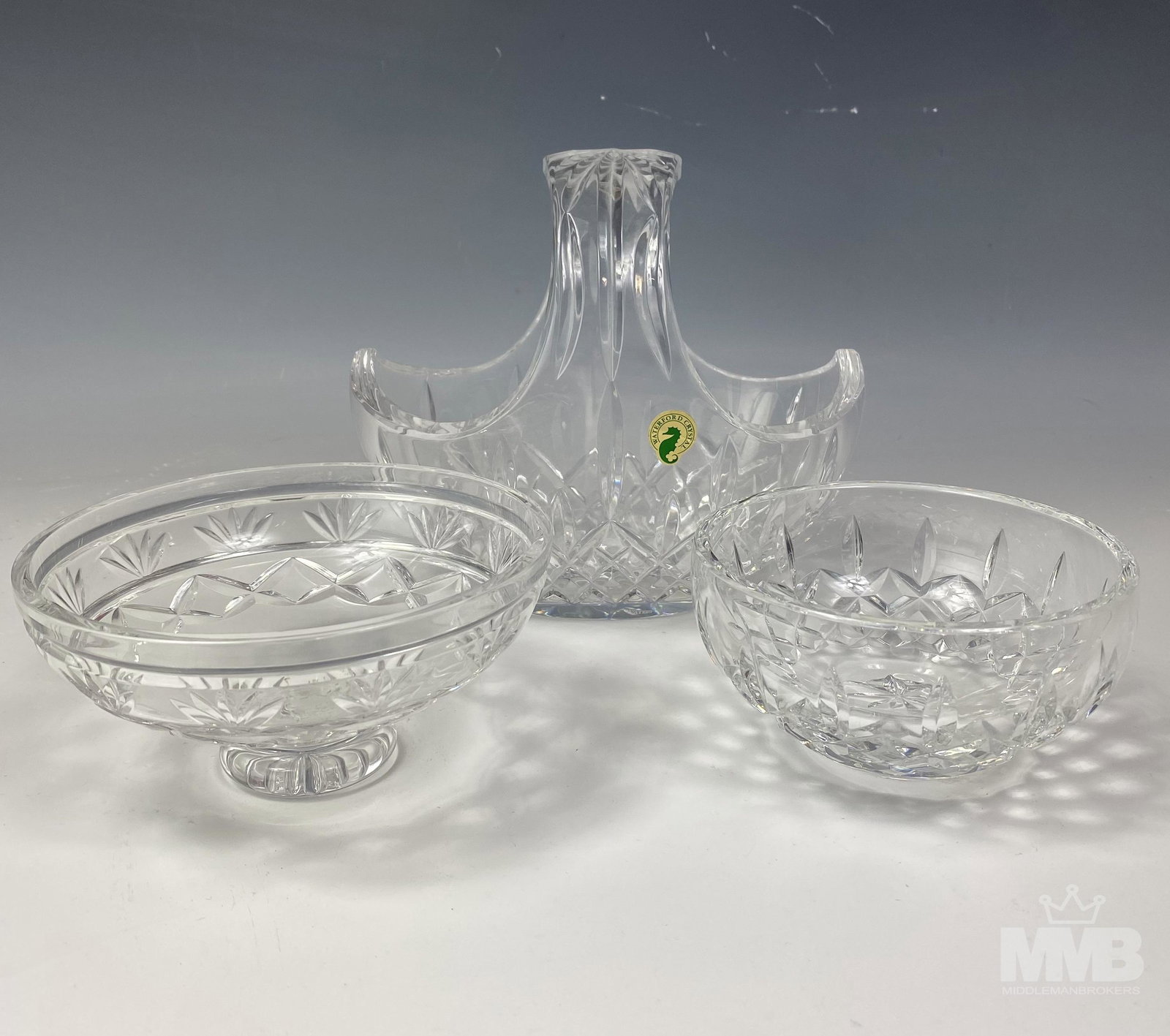 Waterford Irish Cut Crystal Dish Bowl & Basket LOT (1 of 6)