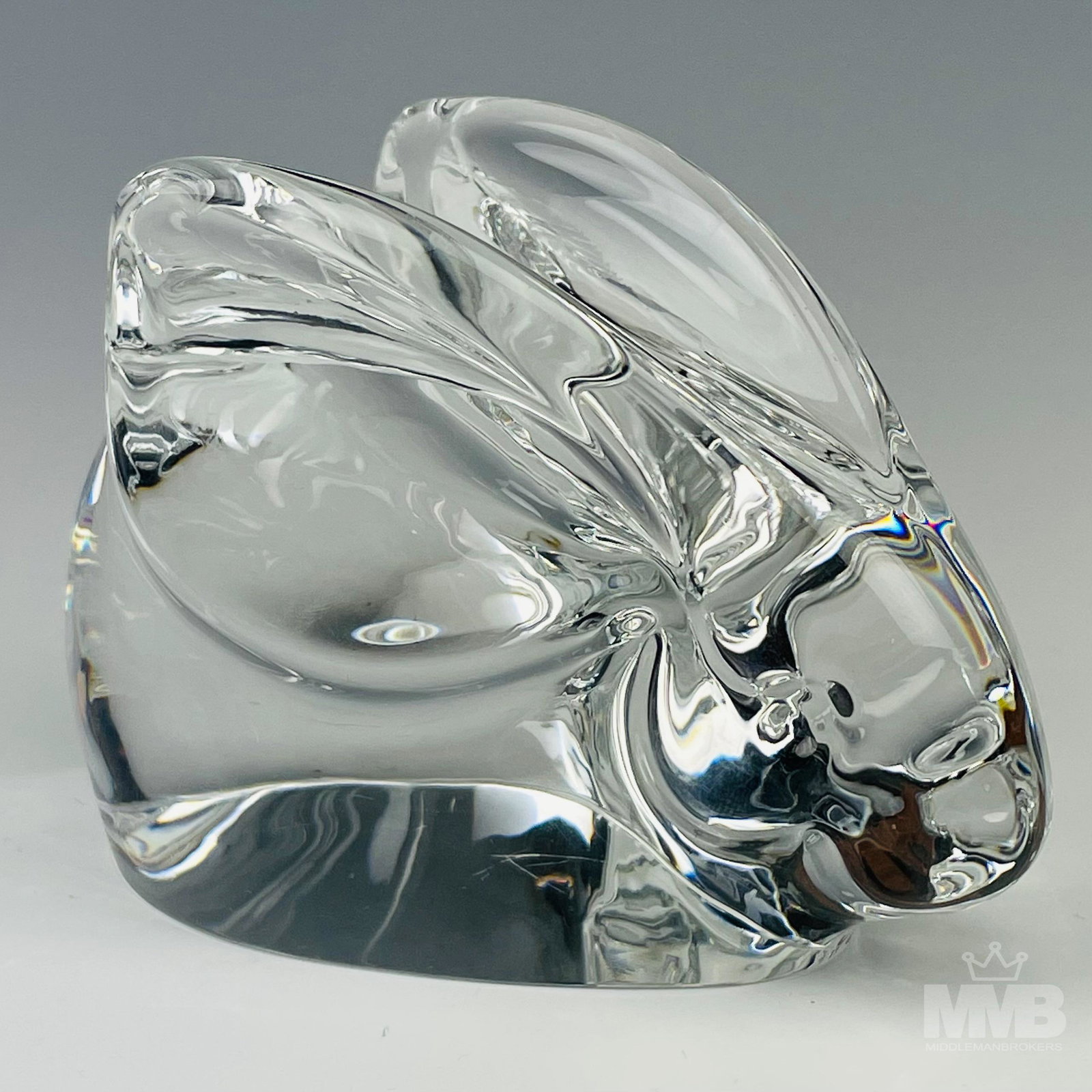 Orrefors Rabbit Art Glass Paperweight Figurine: Orrefors are glass paperweight figurine. Features the form of a bunny rabbit. Signed on bottom. SHIPPING MMB will offer in-house continental USA shipping for $20 plus insurance. Gallery will refer a l