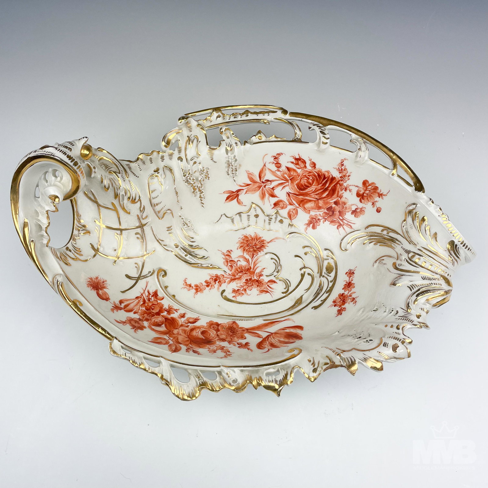 KPM Porcelain Gold Gilt & Floral Centerpiece Bowl (1 of 4)