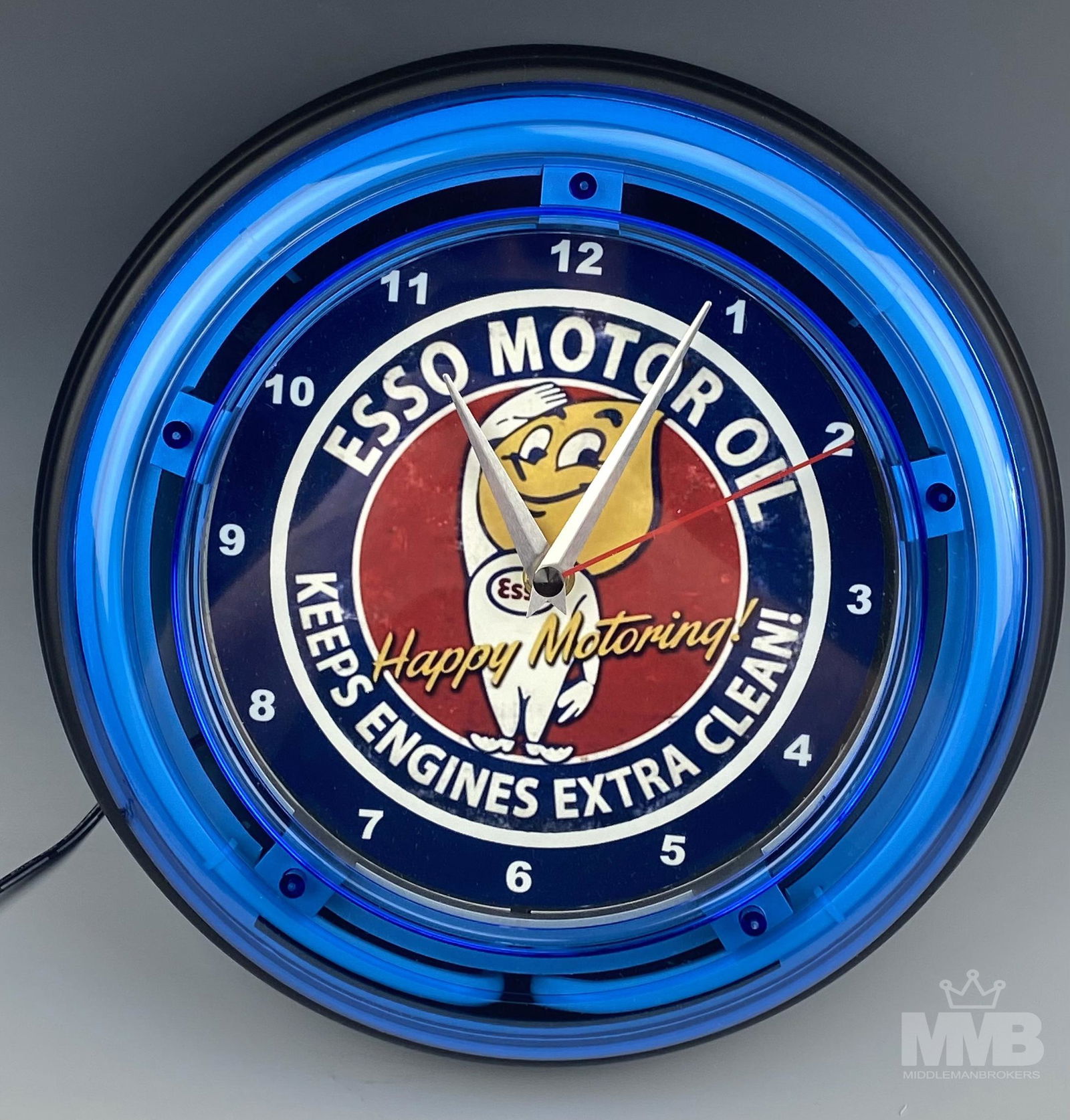 Esso Guy Motor Oil Advertising Neon Wall Clock (1 of 3)