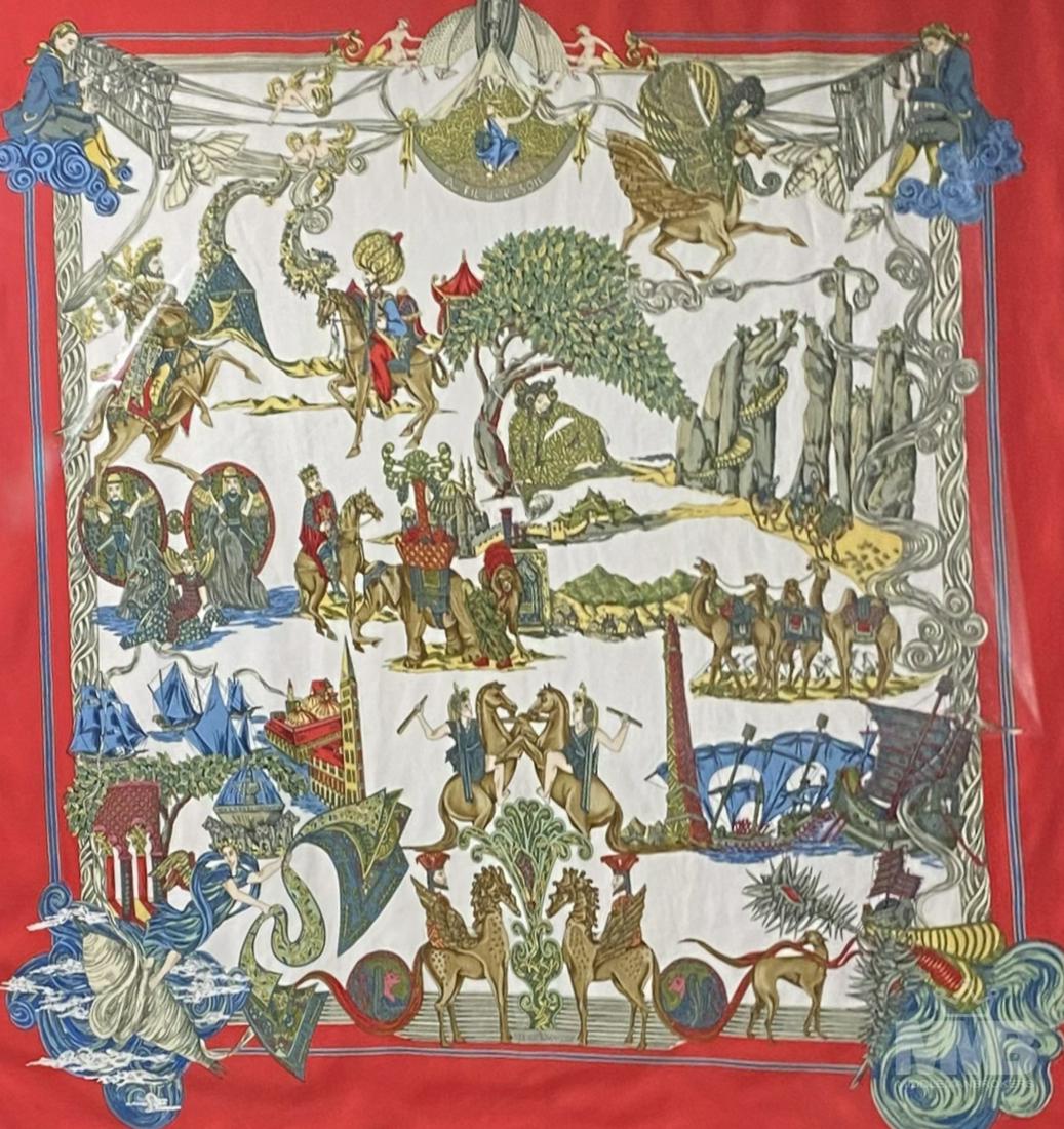 Hermes Paris Au Fil De La Soie Framed Silk Scarf (1 of 9)
