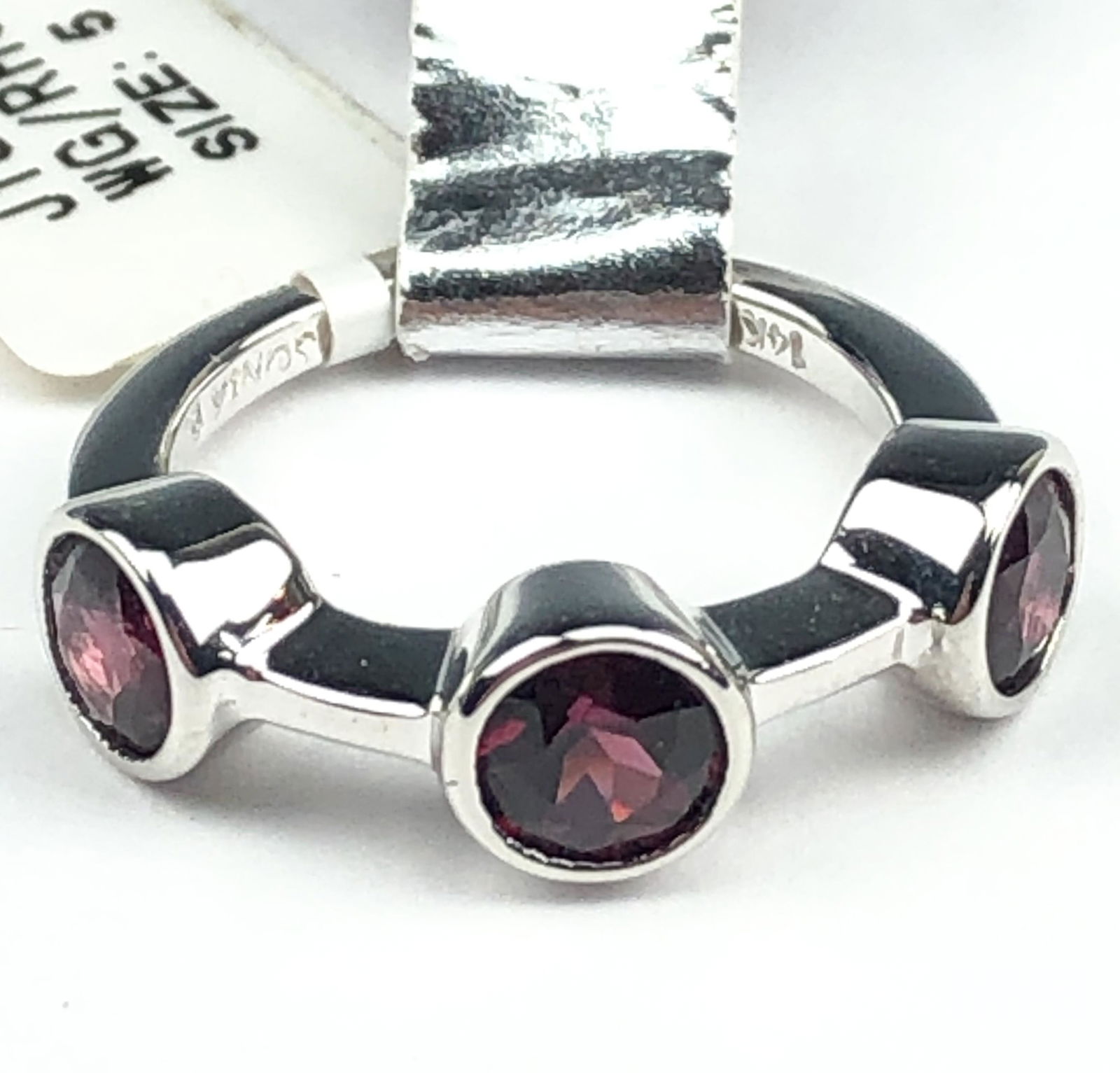 Sonia B 14k White Gold & Garnet Designer Ring Sz 5 (1 of 3)