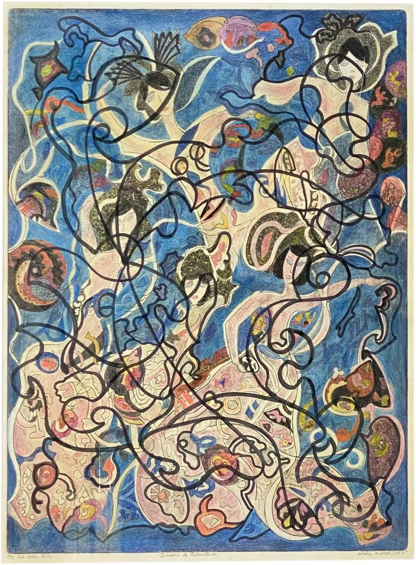 Mystery Artist Visions Paradise Hand Colored Print (1 of 5)