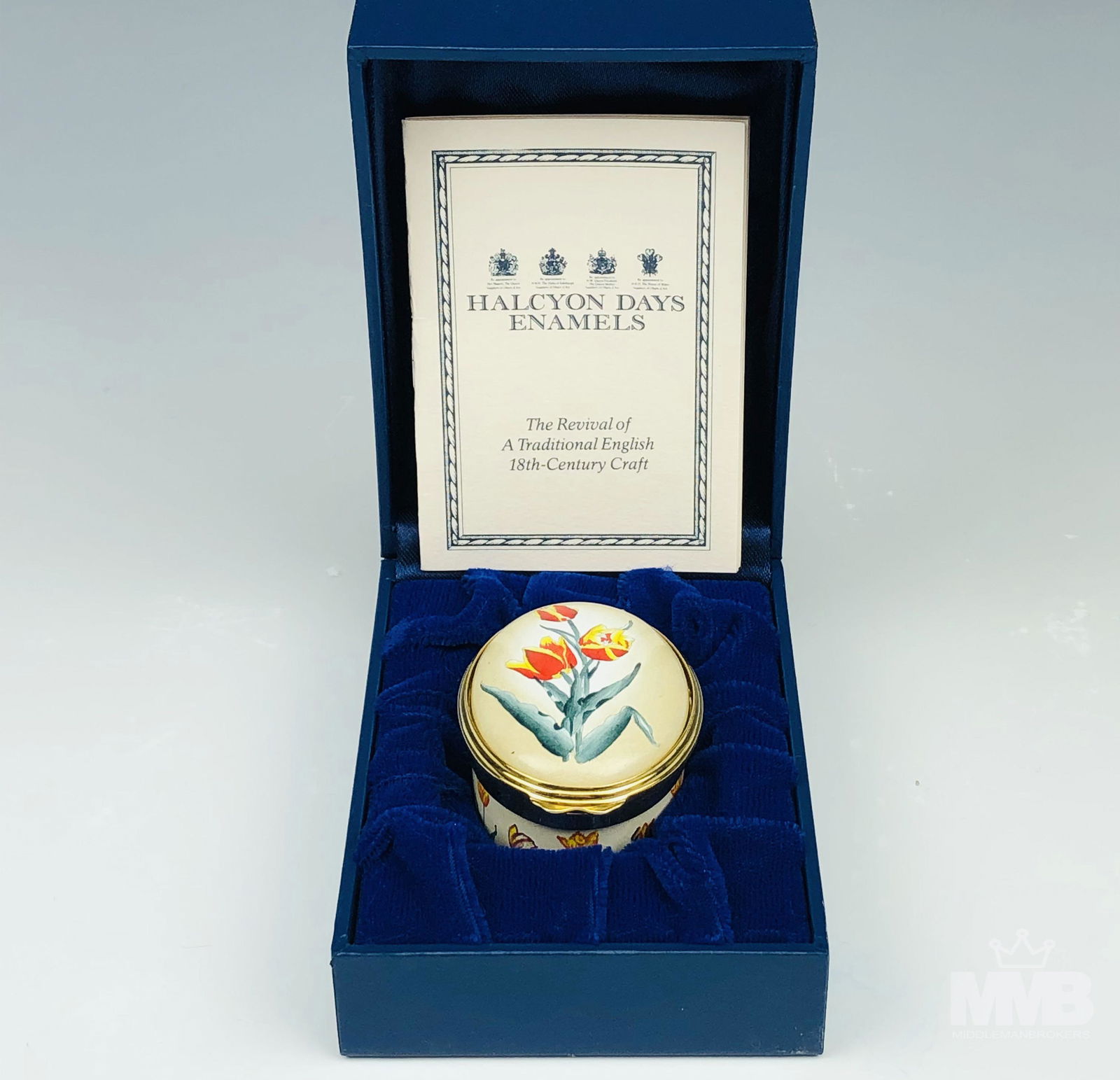 Halcyon Days Enamel Red Tulip Floral Trinket Box (1 of 6)