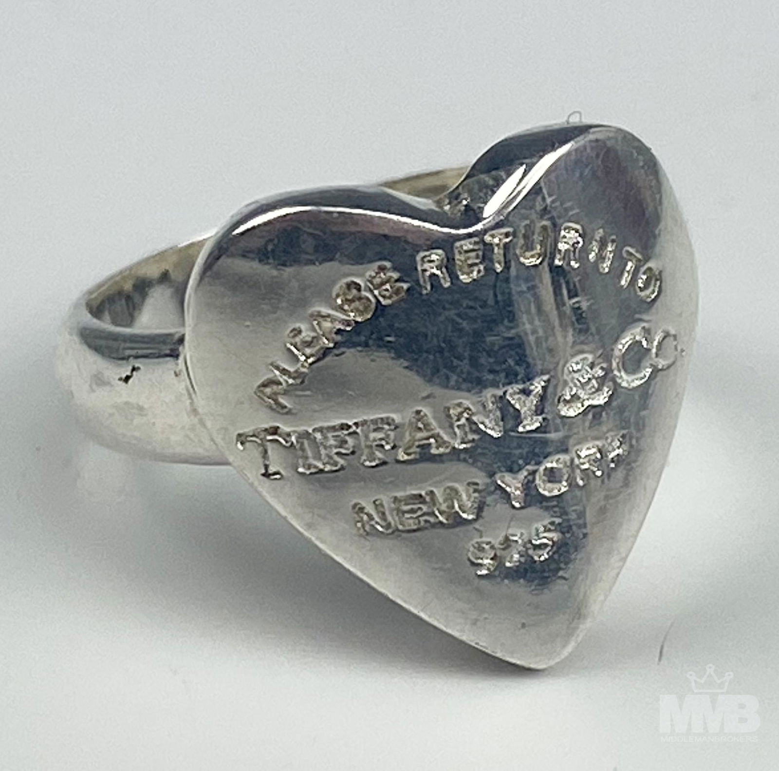 Tiffany & Co Sterling Silver Heart Signet Ring S6 (1 of 3)