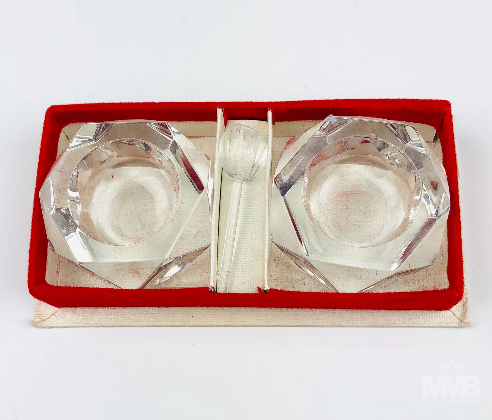 4 Baccarat Crystal Master Salt Cellar Dip w Spoons (1 of 4)