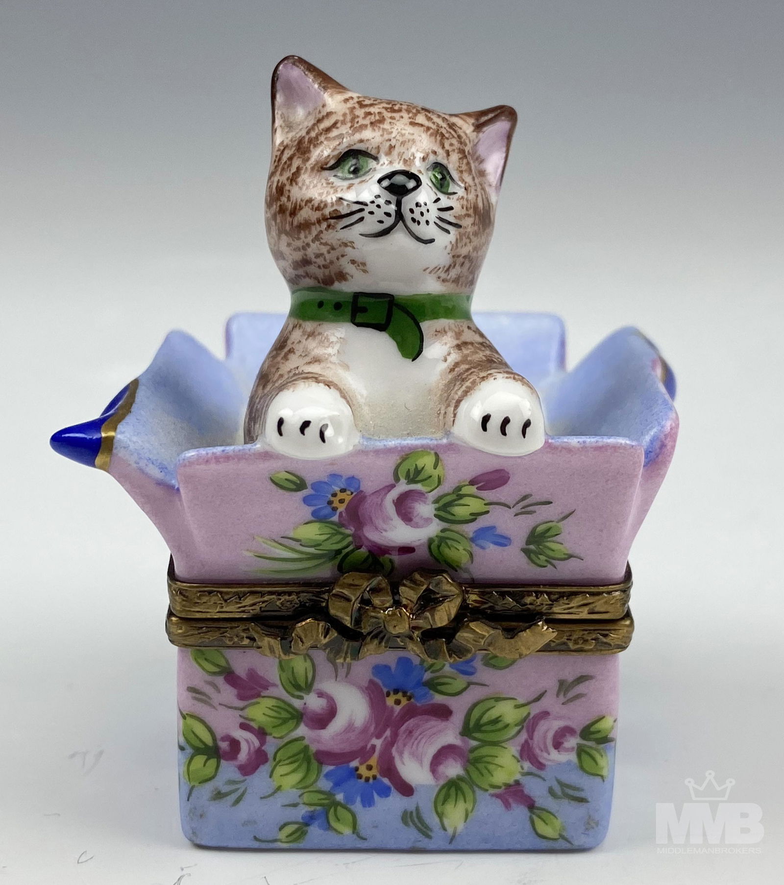 Rochard Limoges Kitten Cat Porcelain Trinket Box (1 of 6)