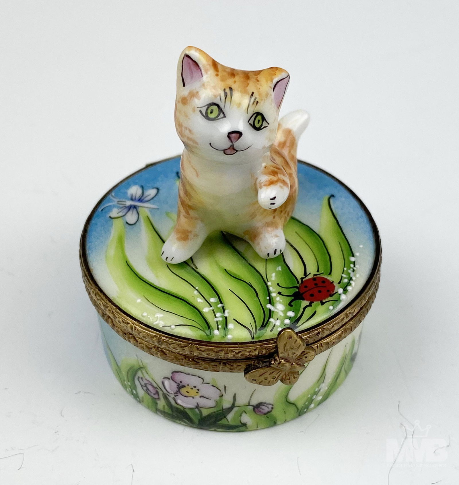 Rochard Limoges Brown Striped Kitten Trinket Box (1 of 7)