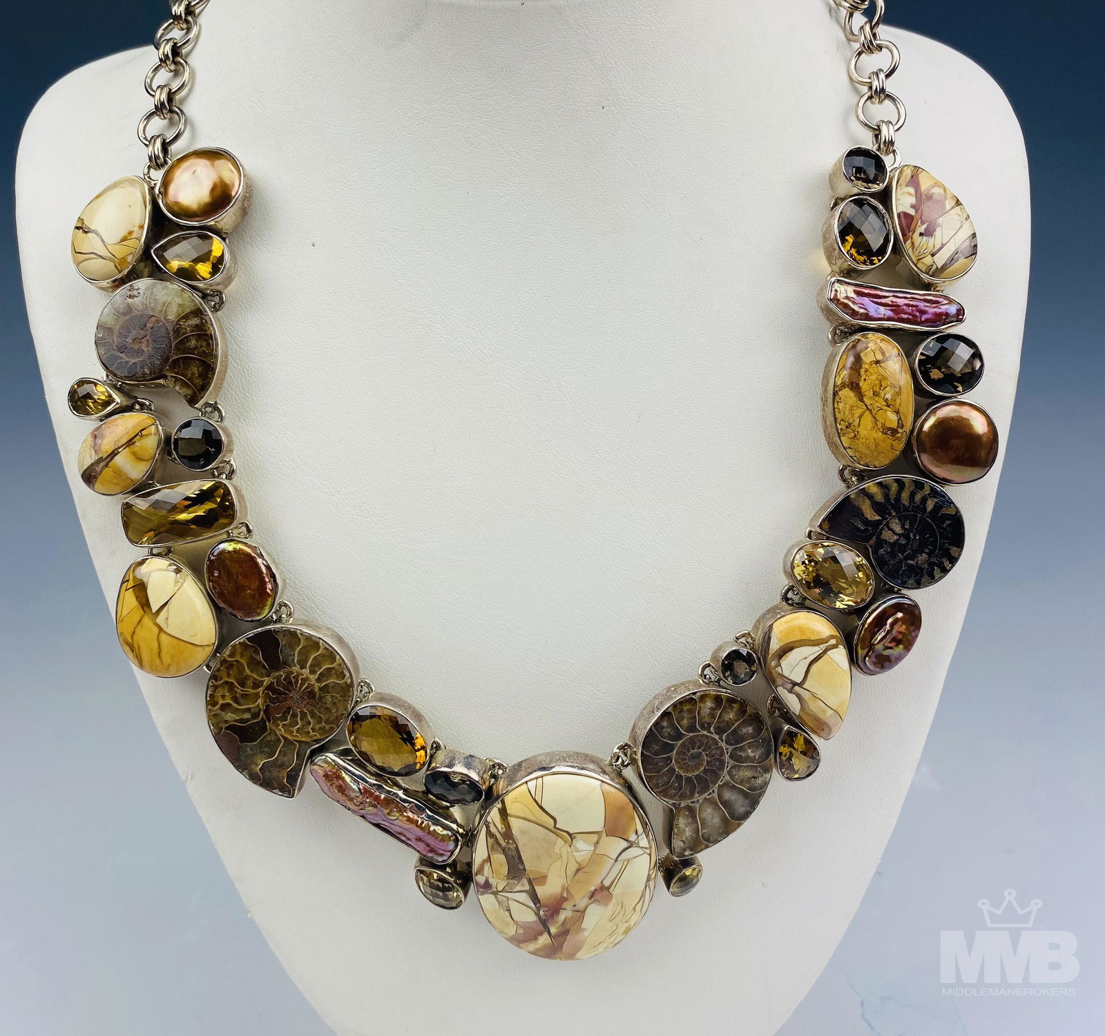 Arya Sterling 925 Ammonite Jasper Citrine Necklace (1 of 6)