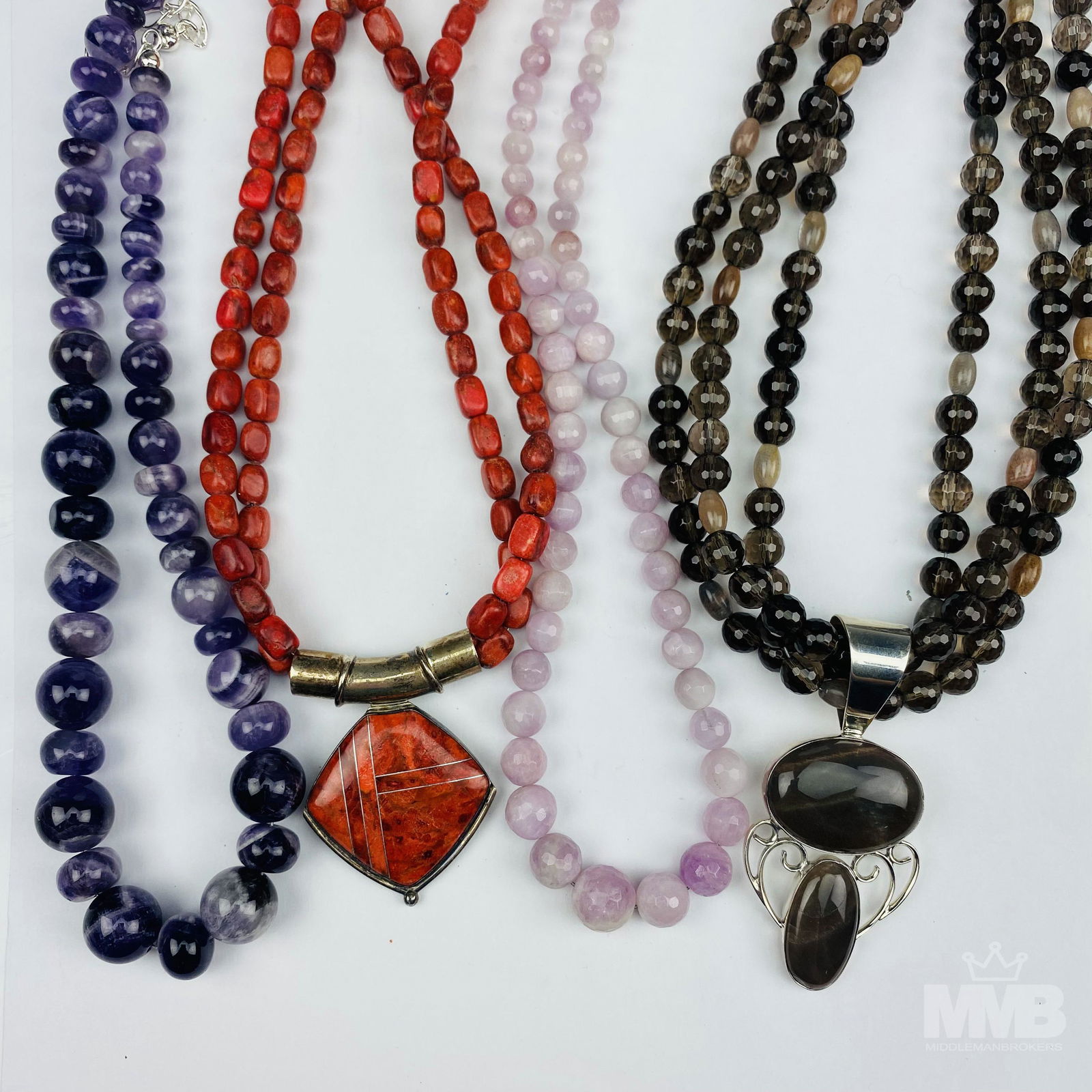 Estate Collection 4 Gemstone w 925 Clasp Necklaces (1 of 7)