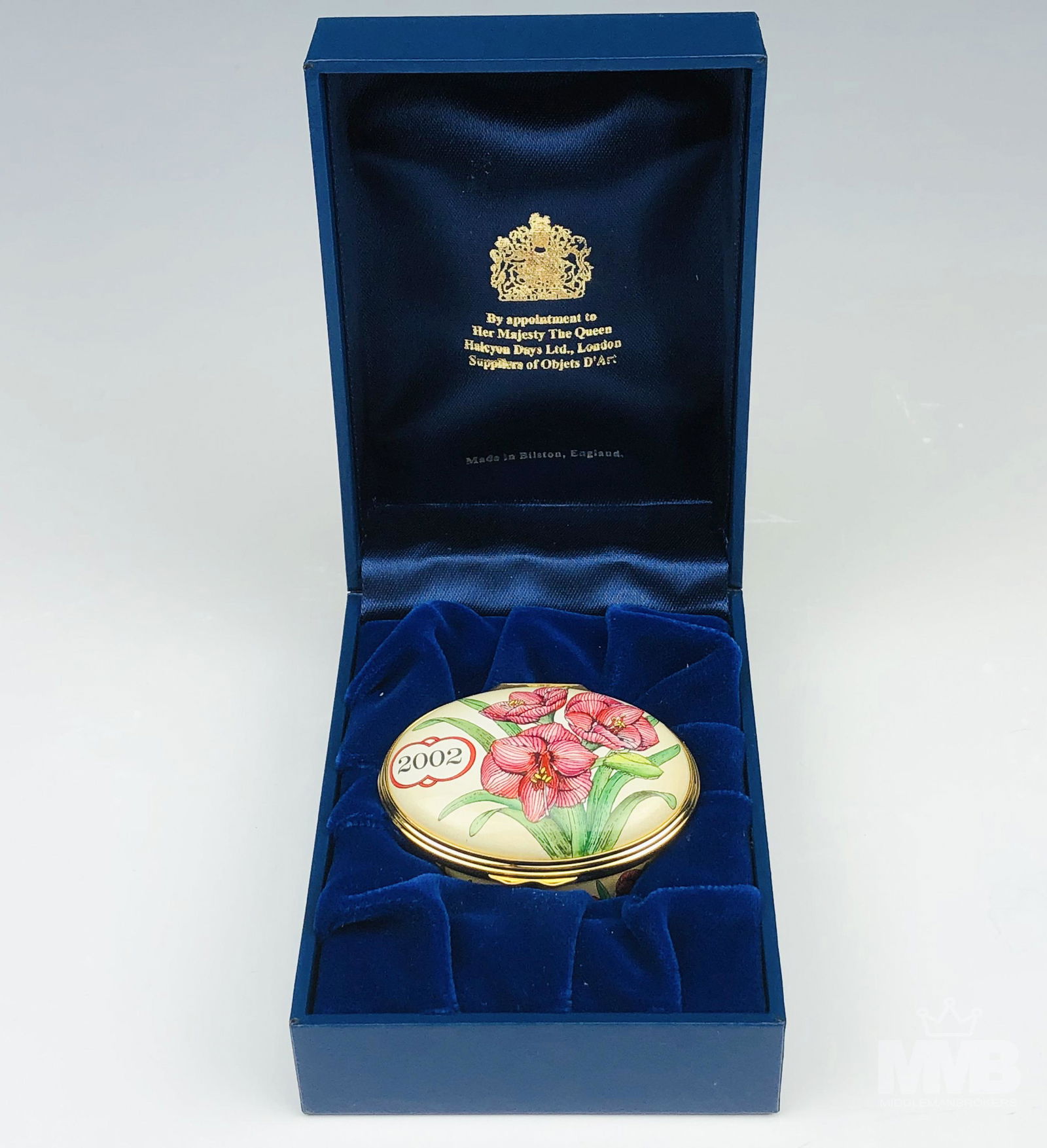 Halcyon Days Enamel Pink Lily Floral Trinket Box (1 of 5)