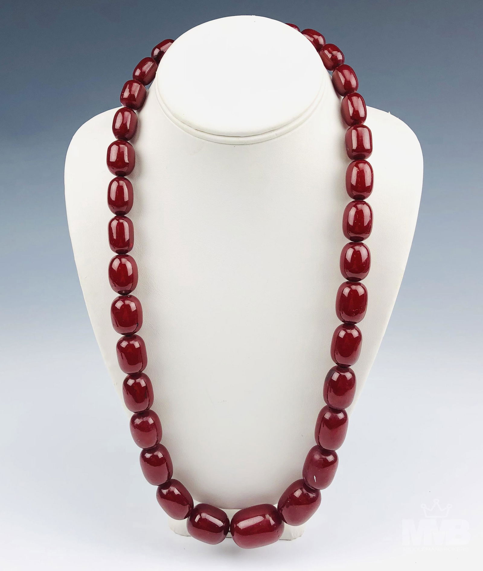 Art Deco Cherry Amber Graduated Beaded Necklace (1 of 3)