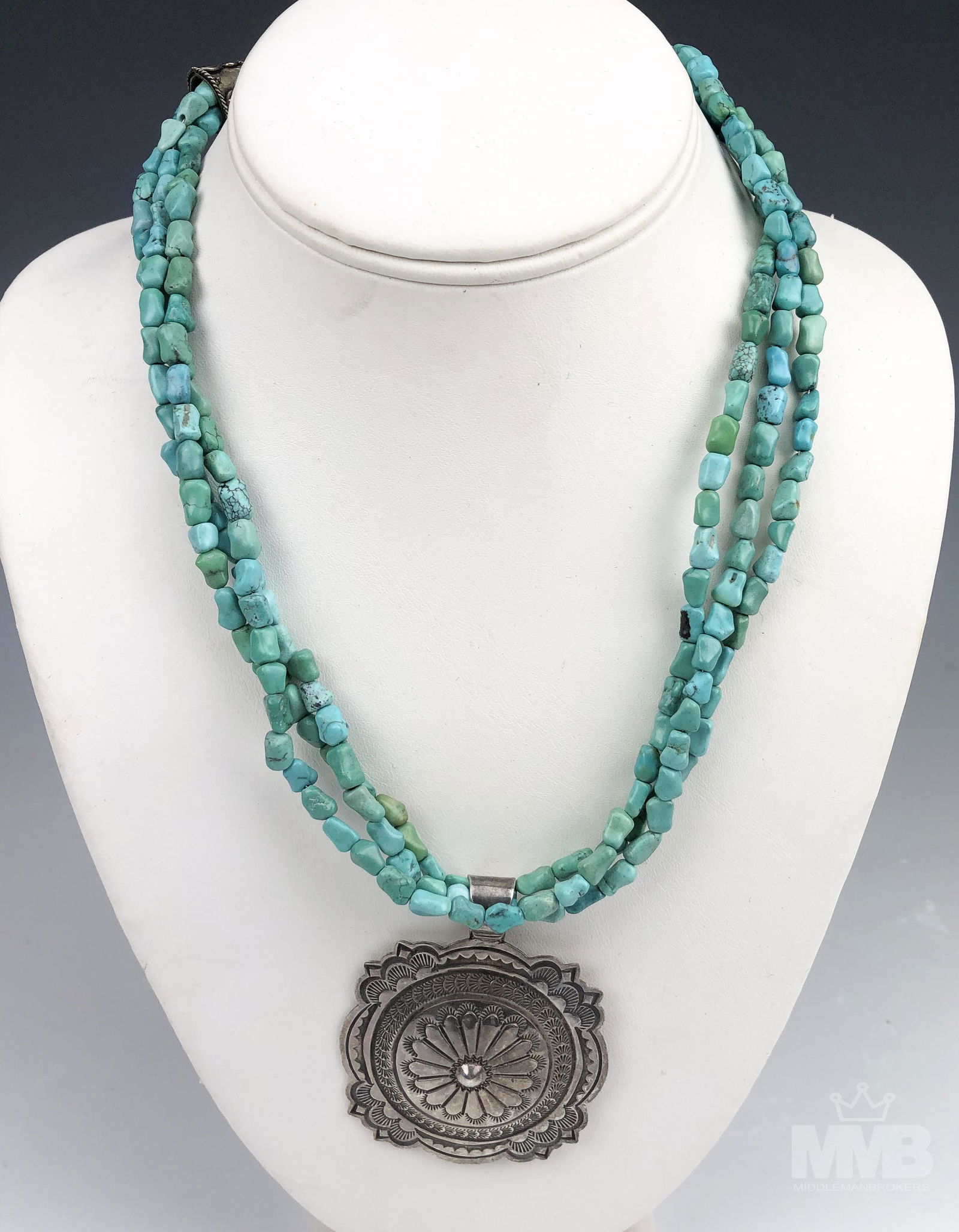 Turquoise Stone Sterling Silver Pendant Necklace (1 of 6)